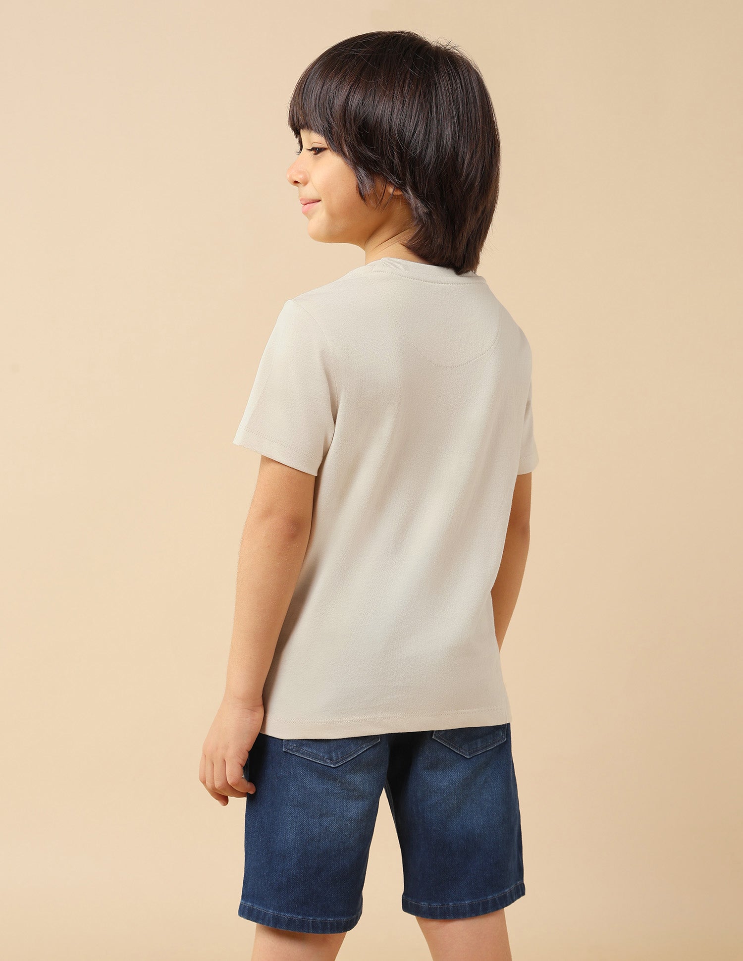 Boys Graphic Brand Printed Regular Fit T-Shirt Ecru - U.S. POLO ASSN. | Large