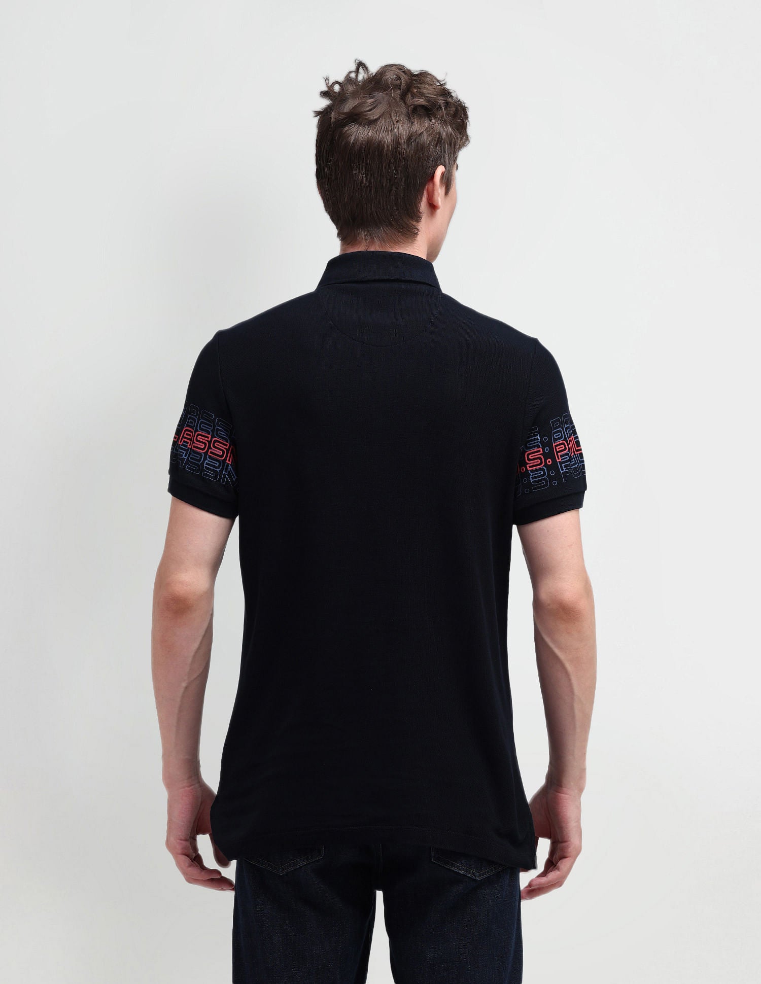 Muscle Fit Typography Polo Shirt Black - U.S. Polo Assn. India | Large