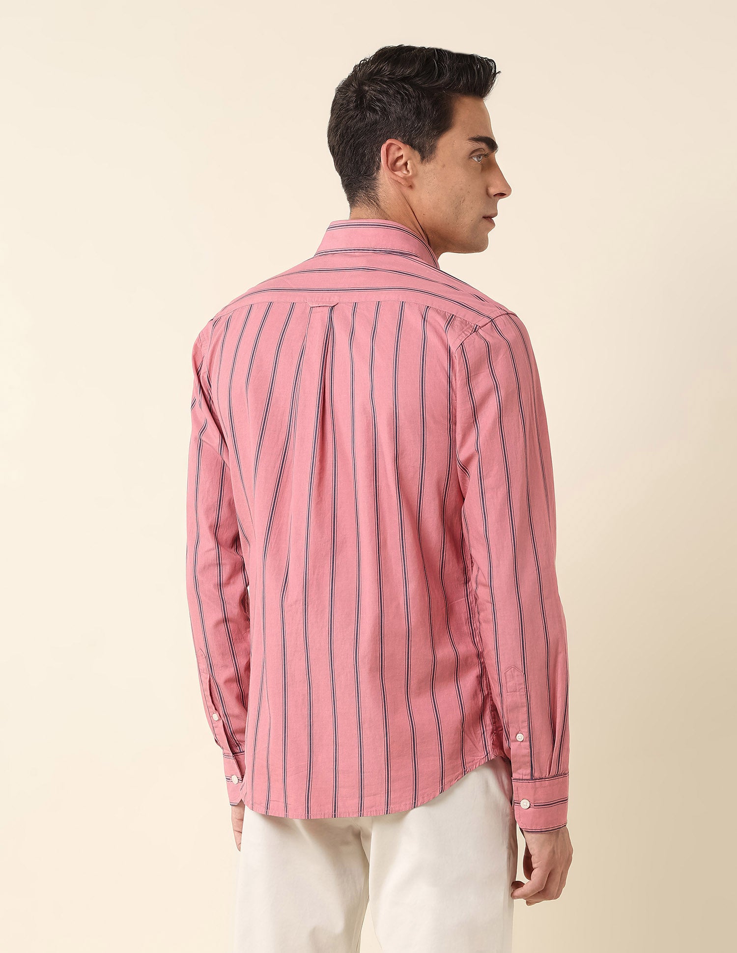 Poplin Vertical Striped Shirt Dark Pink - U.S. Polo Assn. India | Large