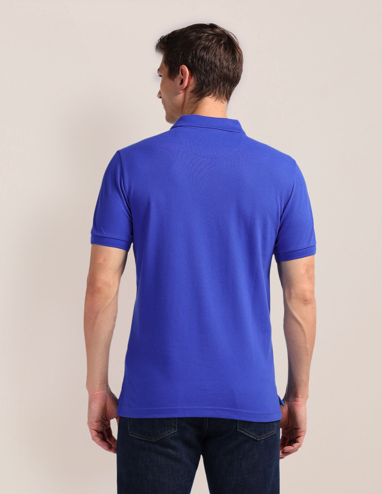 Solid Slim Fit Polo Shirt Blue - U.S. Polo Assn. India | Large