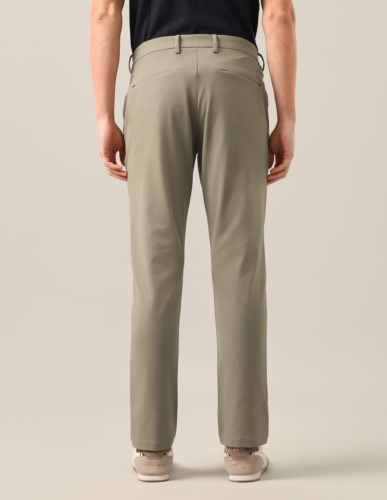 Denver Slim Fit Mid Rise Trousers Beige - U.S. Polo Assn. India | Large
