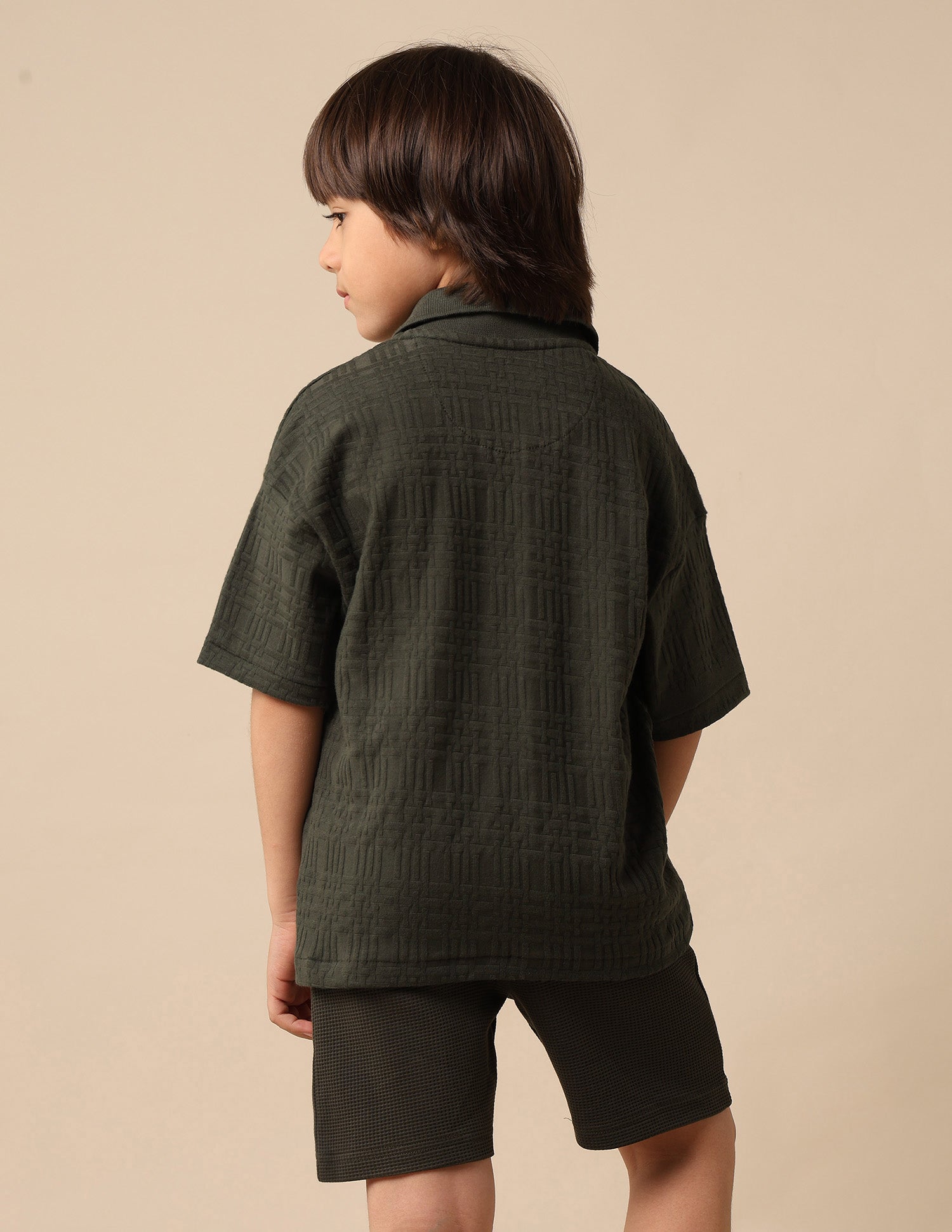 Boys Textured Boxy Fit Polo Shirt Olive - U.S. POLO ASSN. | Large