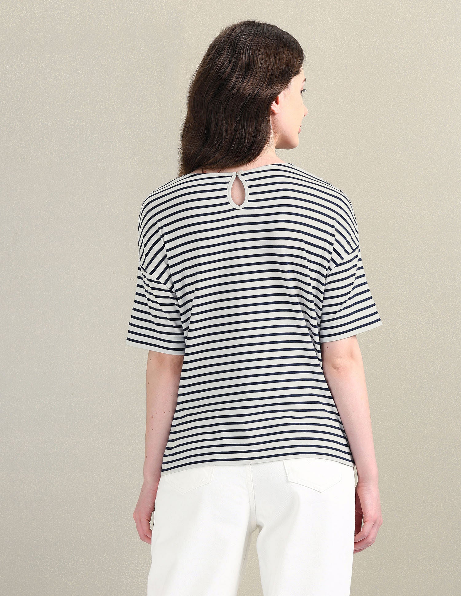 Lace Overlay Striped T-Shirt White - U.S. Polo Assn. India | Large