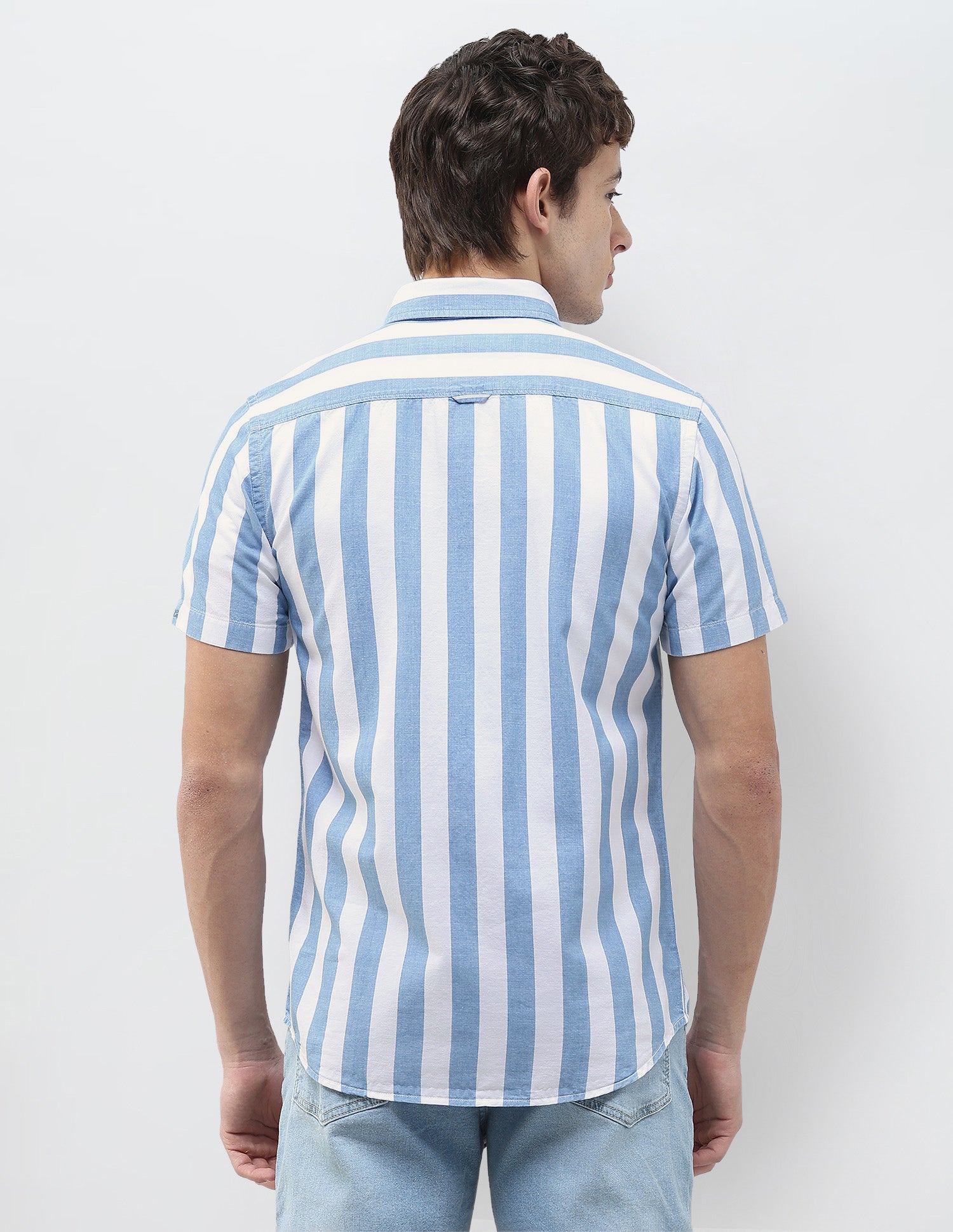 Vertical Striped Regular Fit Shirt Light Indigo - U.S. Polo Assn. India | Large