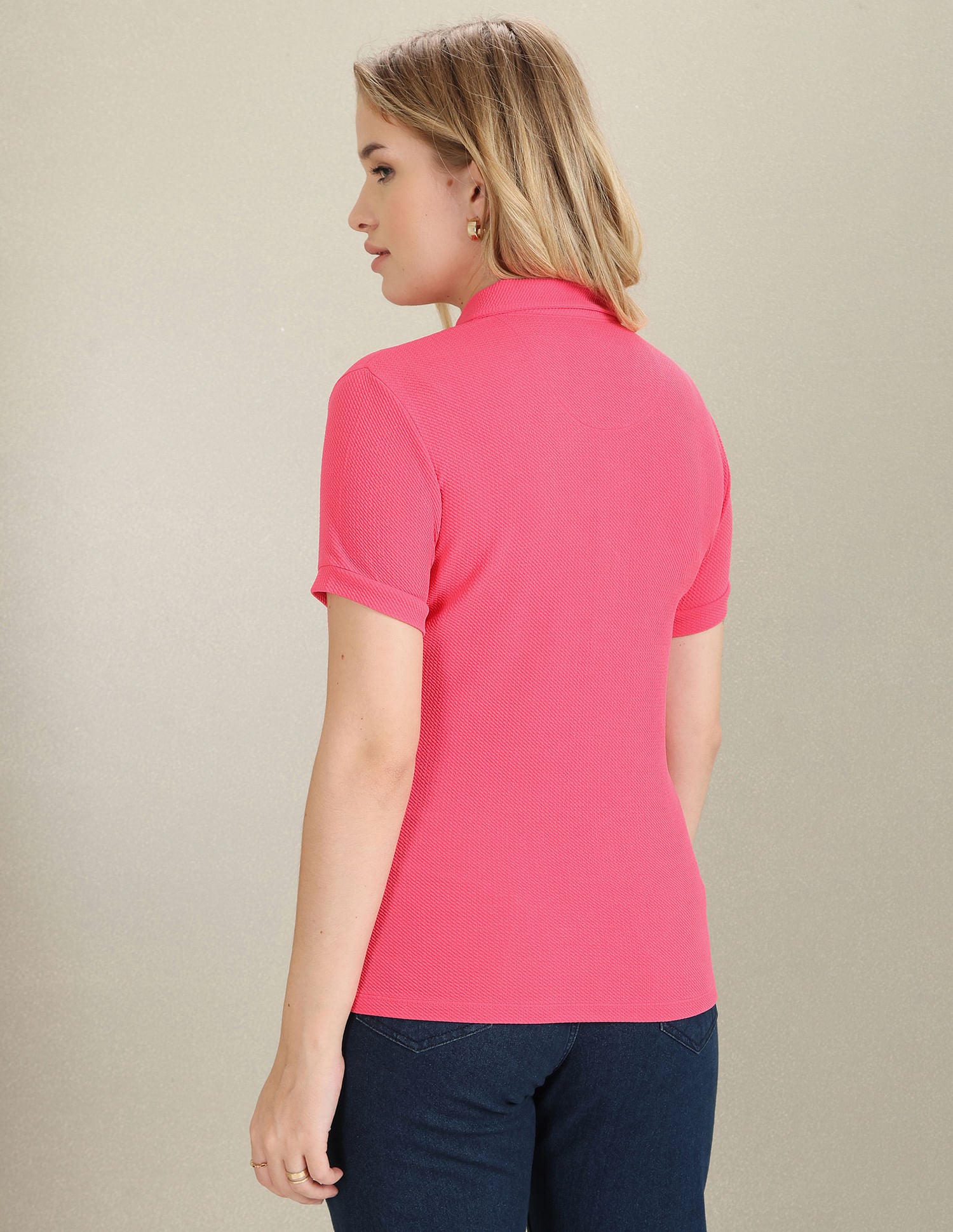 Textured Slim Fit Polo Shirt Pink - U.S. POLO ASSN. | Large