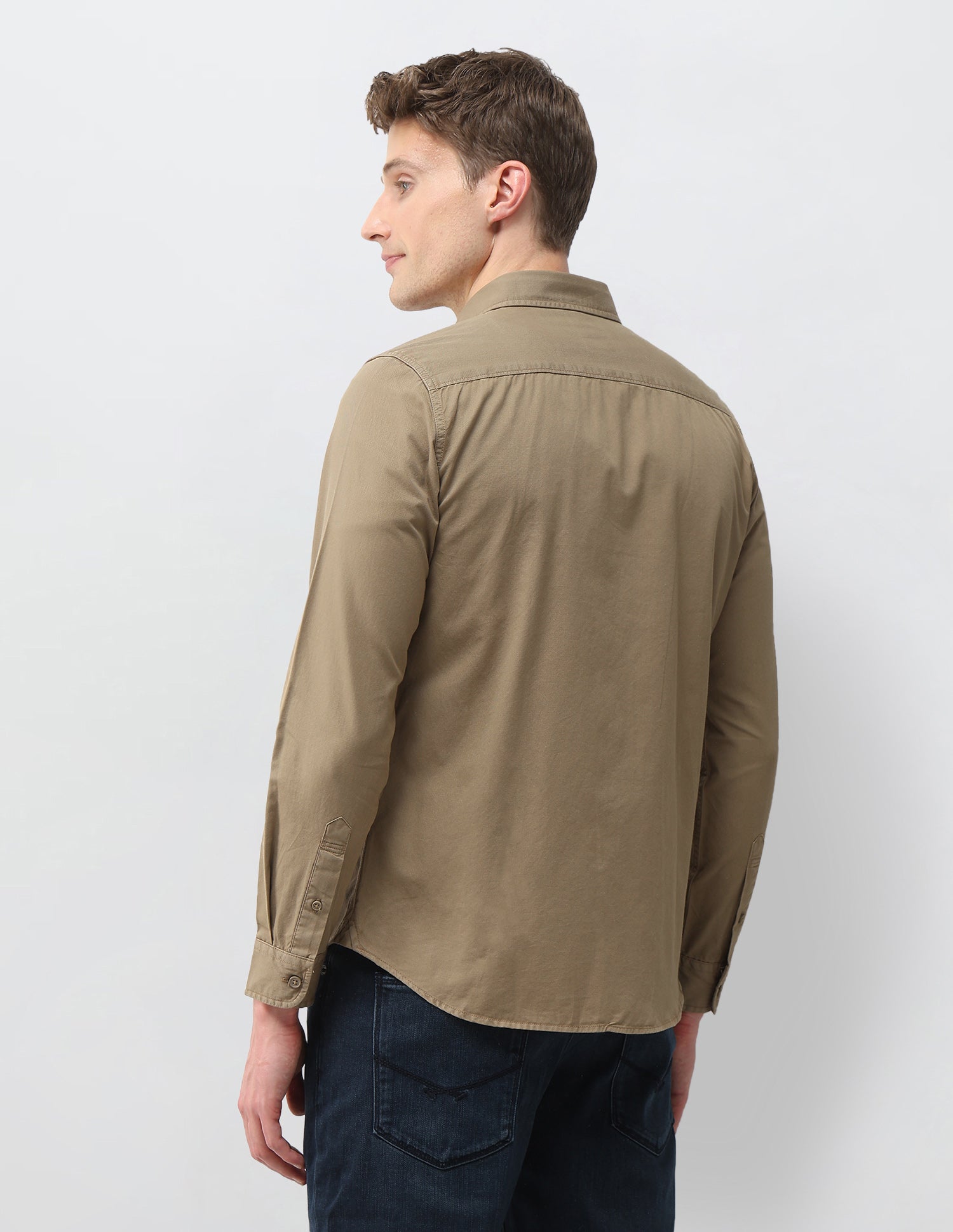 Solid Twill Shirt Light Brown - U.S. Polo Assn. India | Large