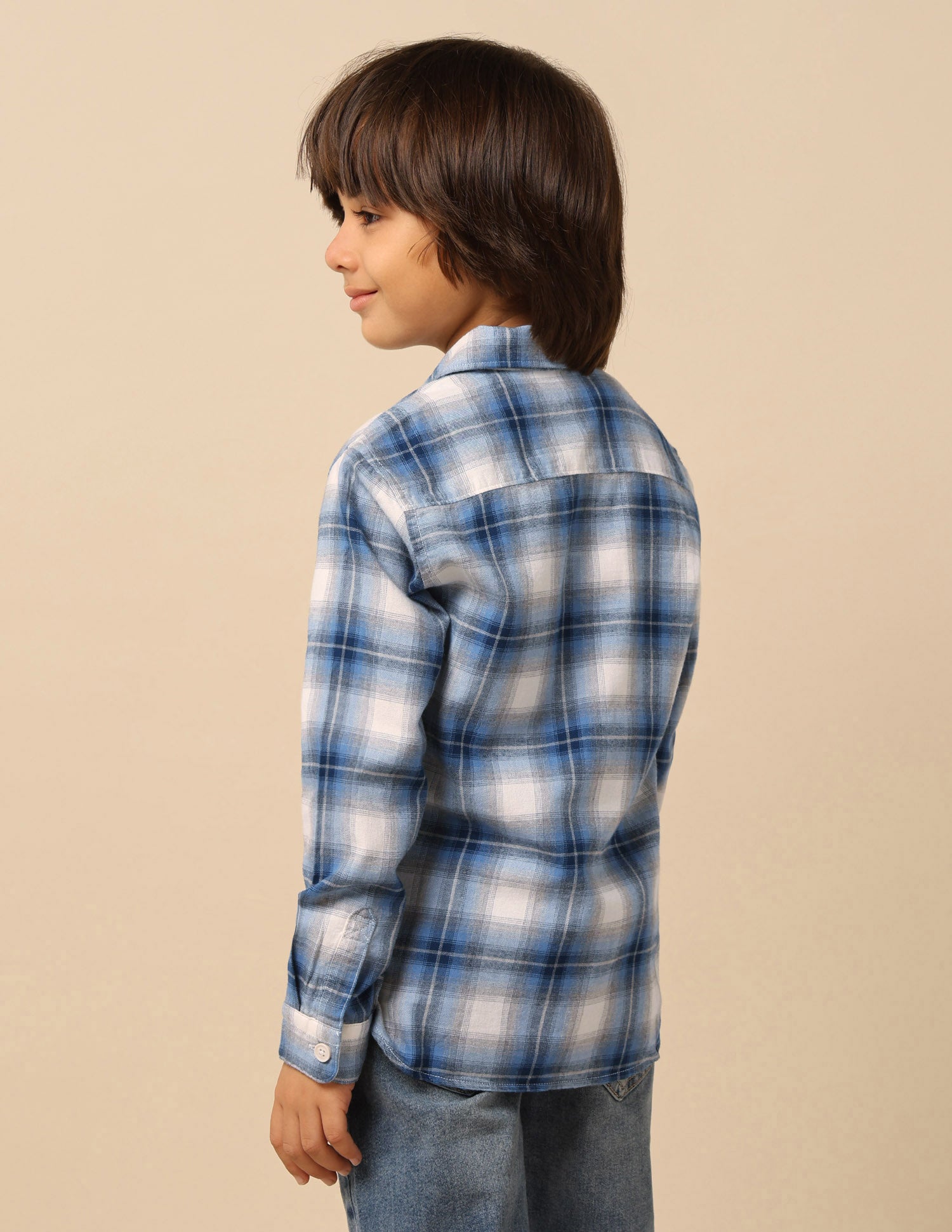 Boys Tartan Checked Twill Shirt Light Blue - U.S. POLO ASSN. | Large