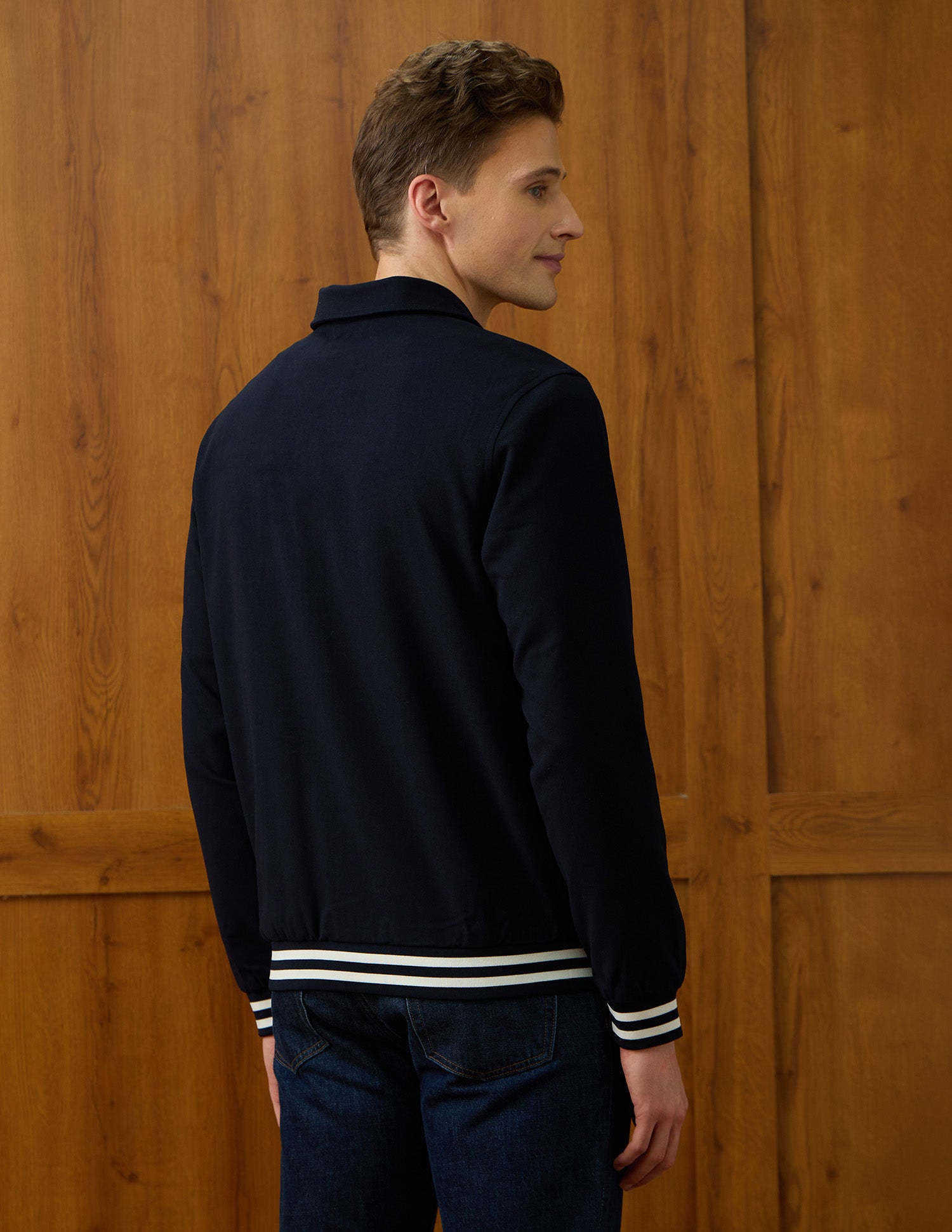 Equestrian Aisle Theater Regular Fit Varsity Jacket Navy - U.S. POLO ASSN. | Large