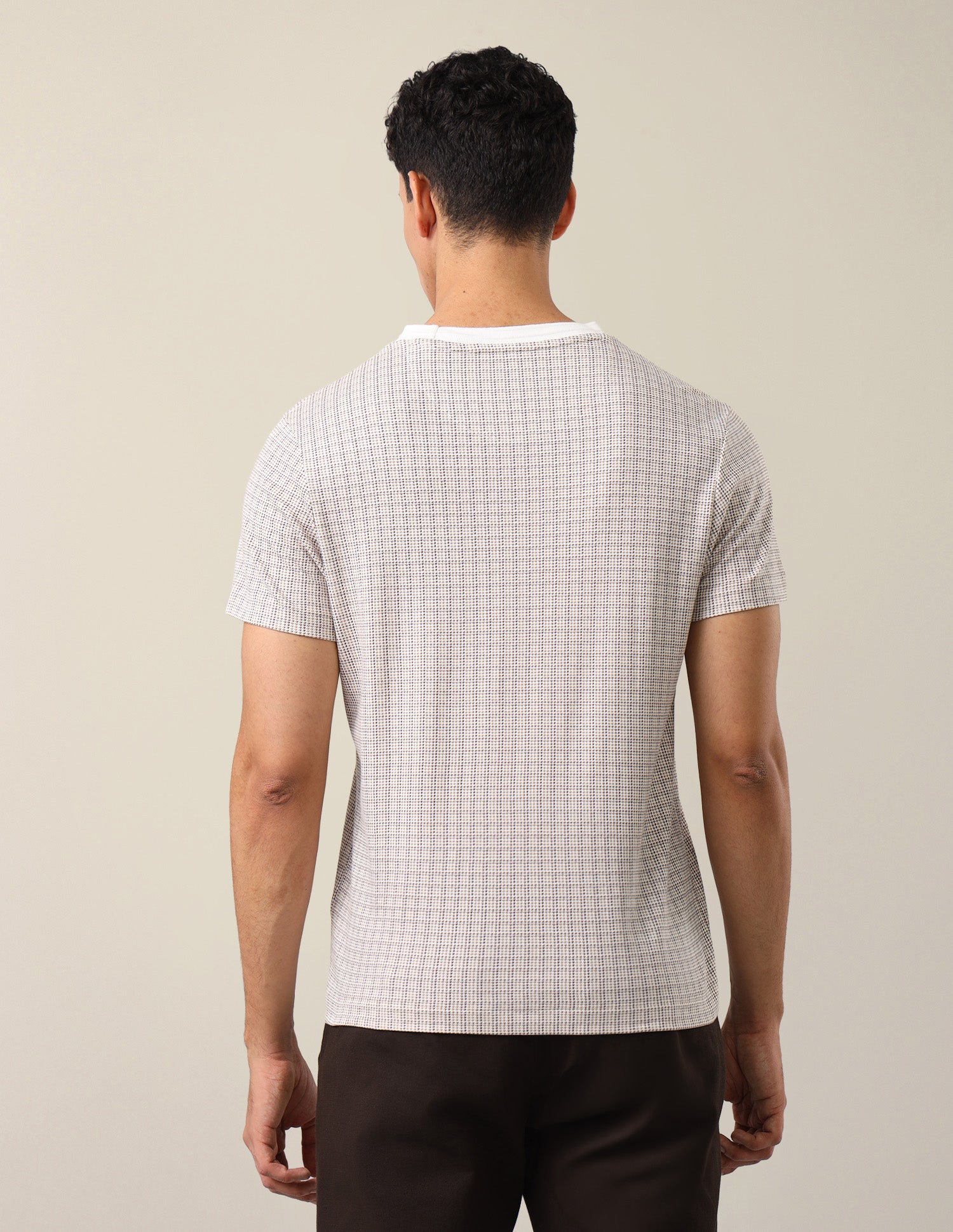 Houndstooth Slim Fit T-Shirt Off White - U.S. Polo Assn. India | Large