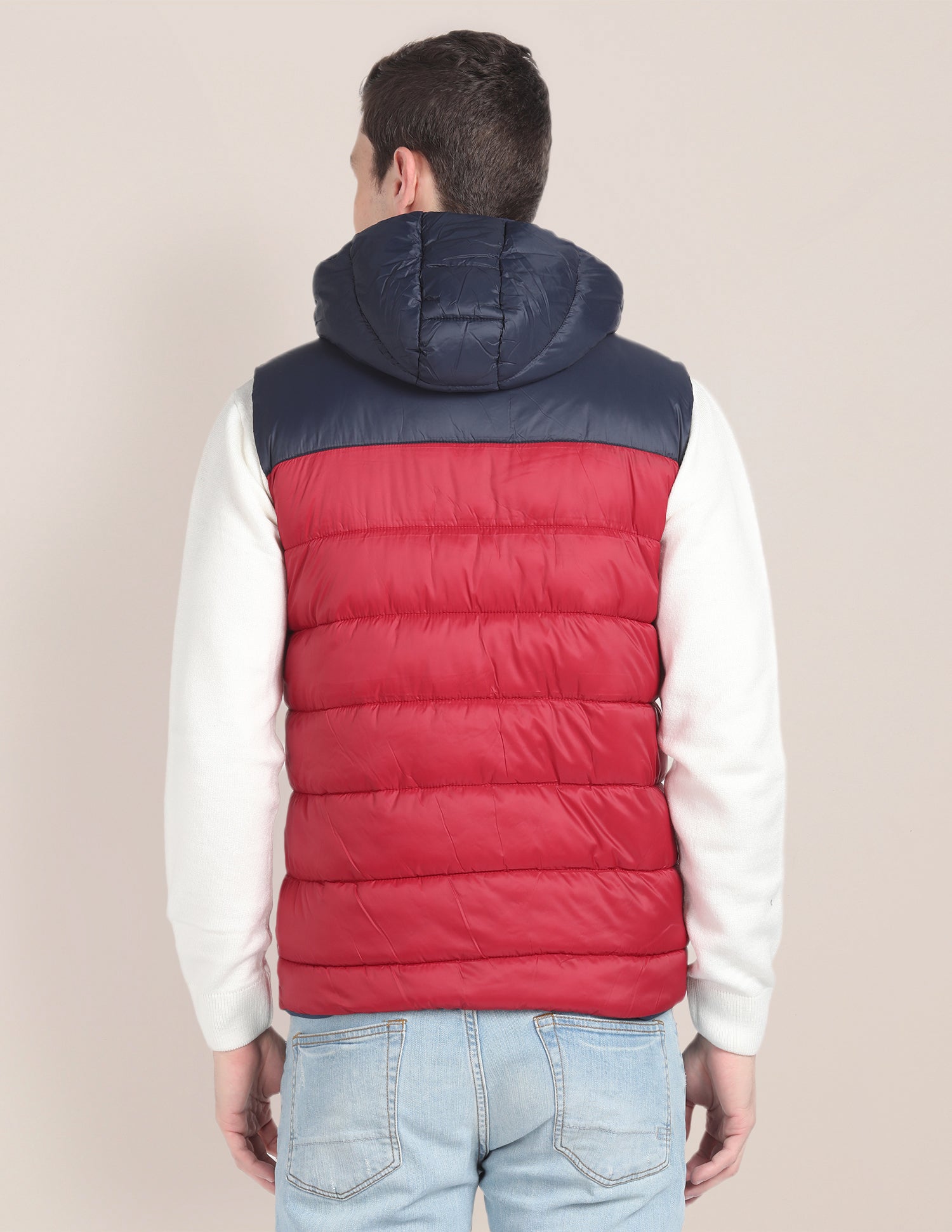Colour Blocked Hooded Puffer Jacket Red - U.S. POLO ASSN. | Large
