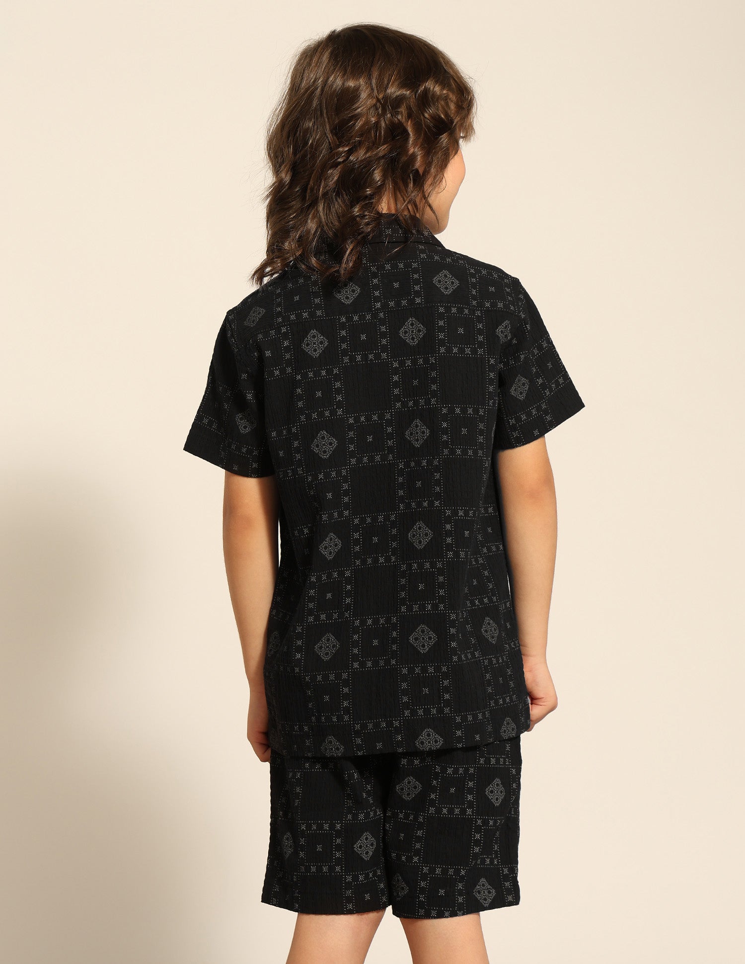 Boys Geometric Printed Cuban Shirt Black - U.S. POLO ASSN. | Large