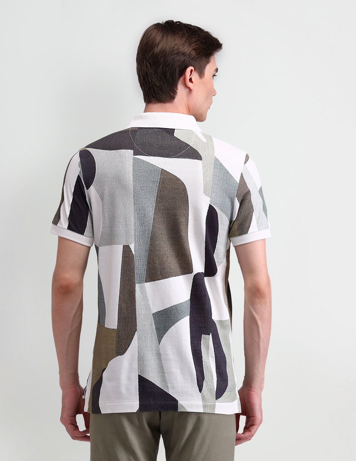 Abstract Printed Slim Fit Polo Shirt Ecru - U.S. Polo Assn. India | Large