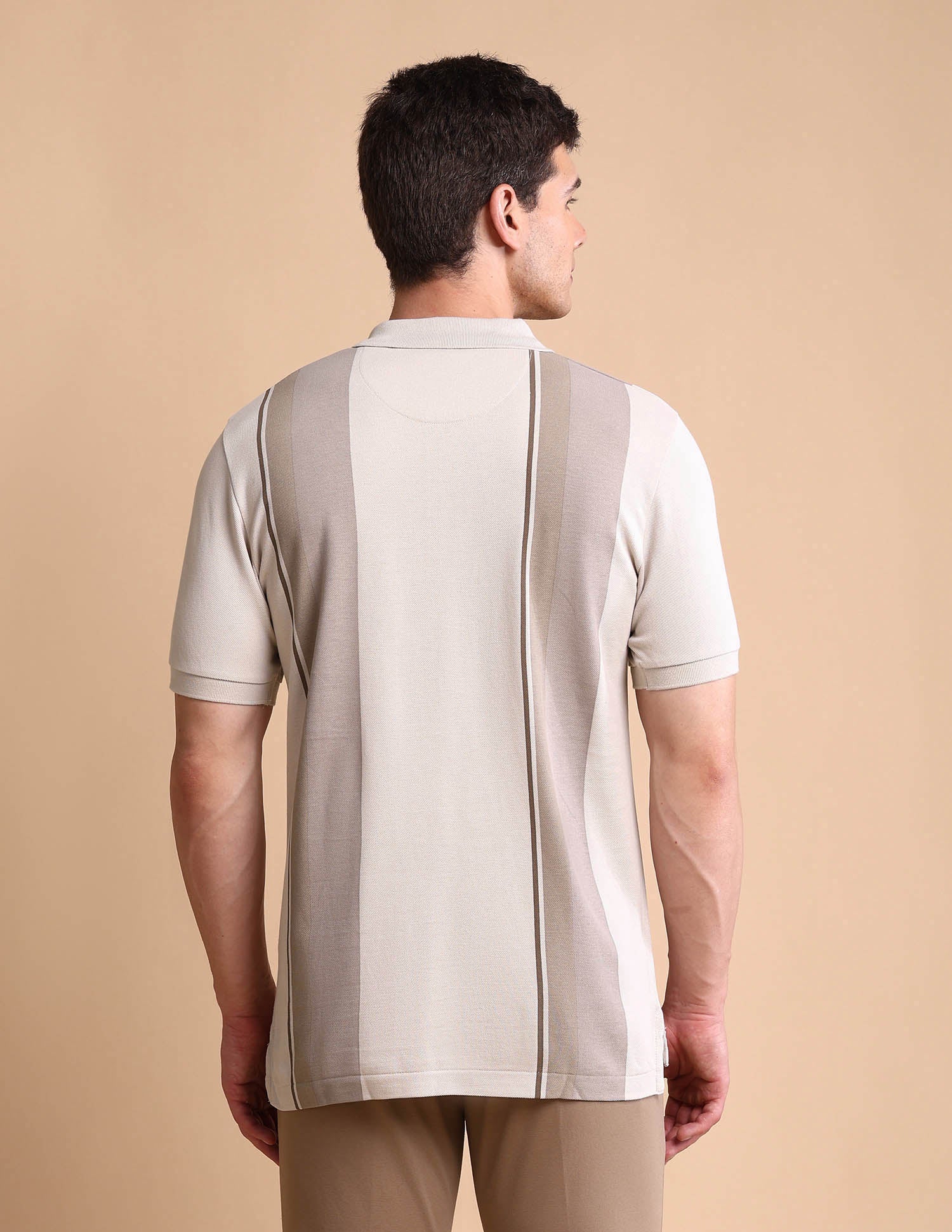 Colourblocked Slim Fit Polo Shirt Beige - U.S. POLO ASSN. | Large