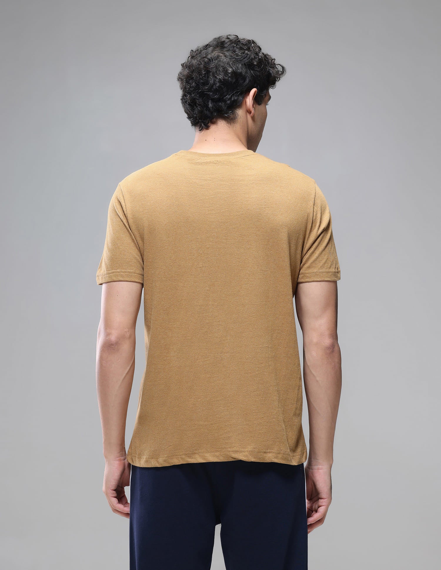 Pure Cotton Comfort Fit I633 Lounge T-Shirt - Pack Of 1 Mustard Melange - U.S. Polo Assn. India | Large