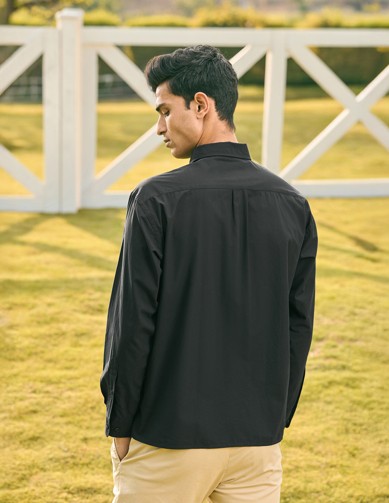 Pacho X Tailored Fit Pure Cotton Shirt Black - U.S. POLO ASSN. | Large