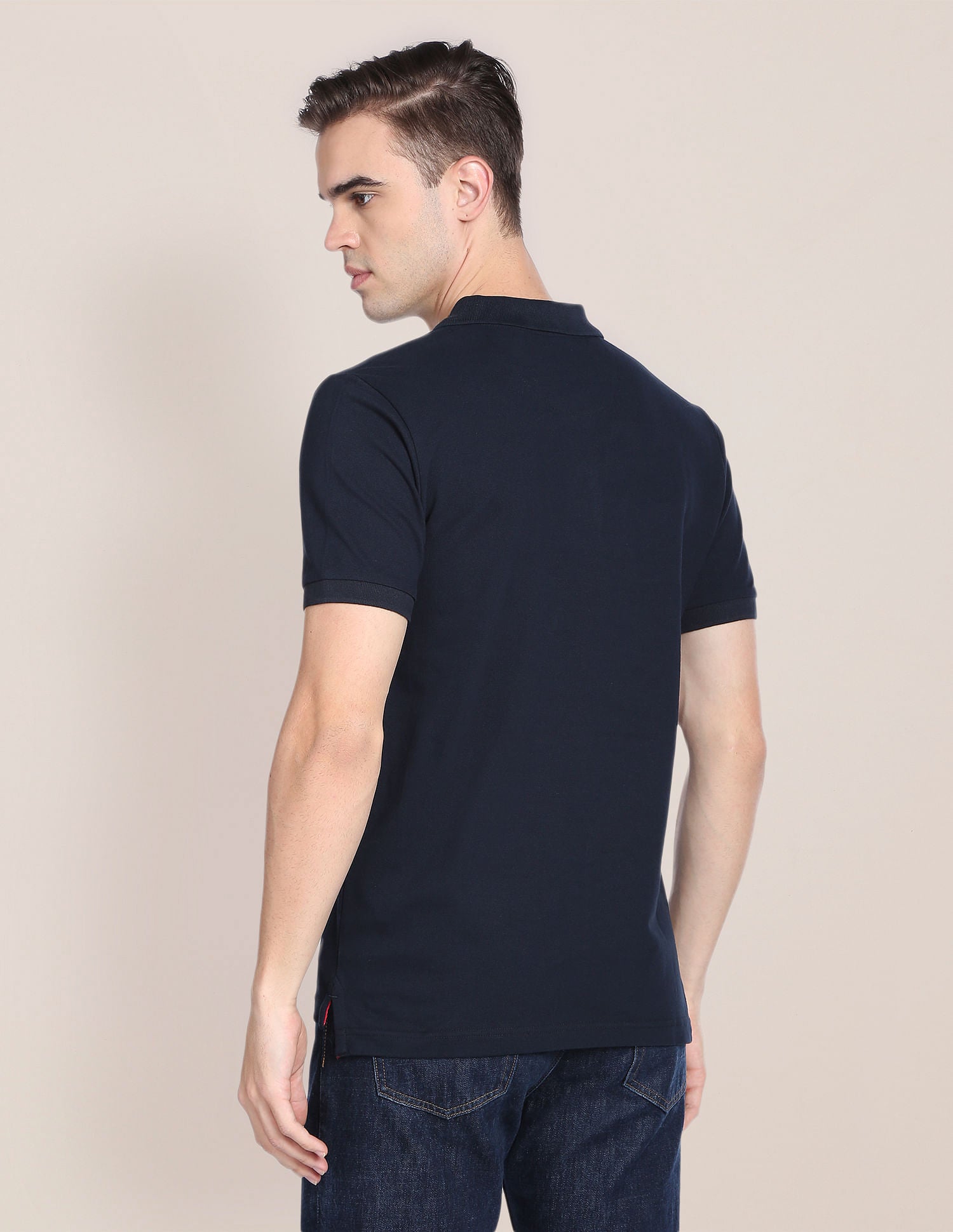 Colour Block Cotton Polo Shirt Navy - U.S. Polo Assn. India | Large