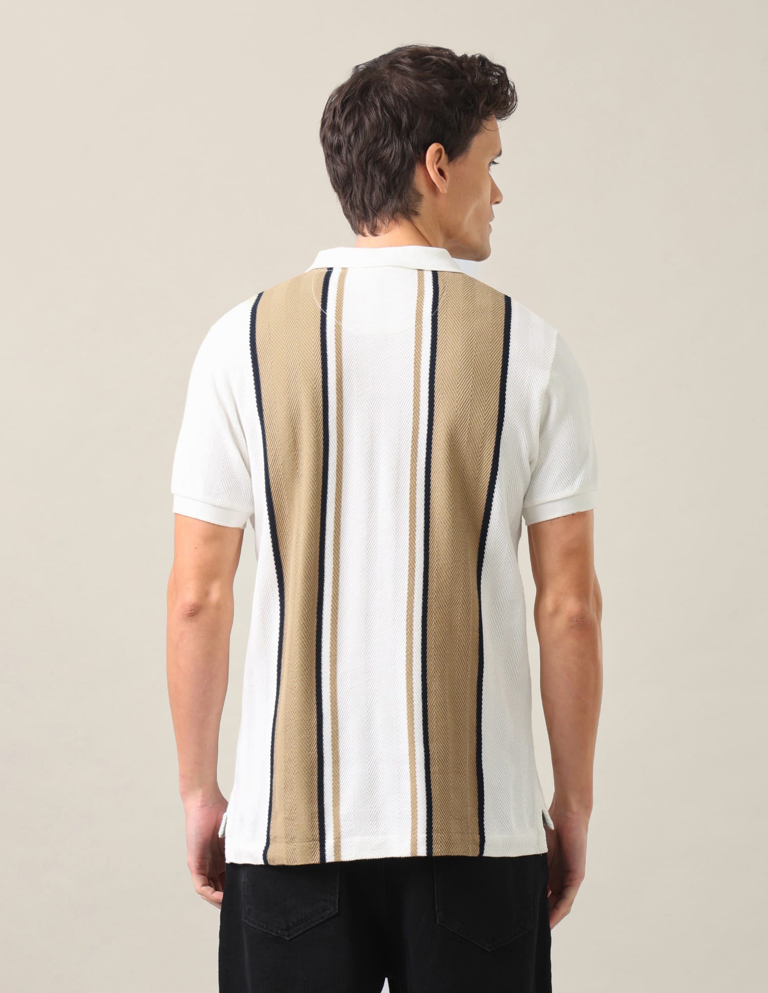 Vertical Striped Slim Fit Polo Shirt Ivory - U.S. Polo Assn. India | Large