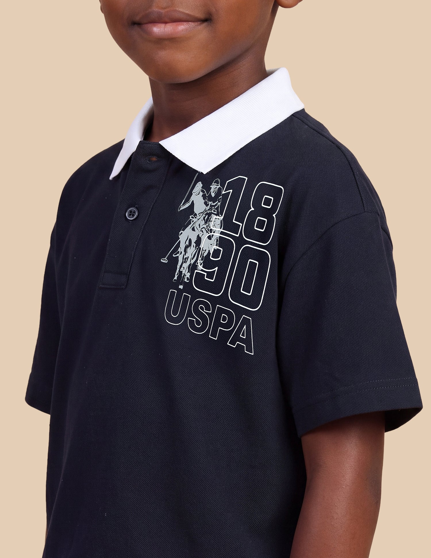 Solid Oversized Fit Polo Shirt Navy - U.S. Polo Assn. India | Large