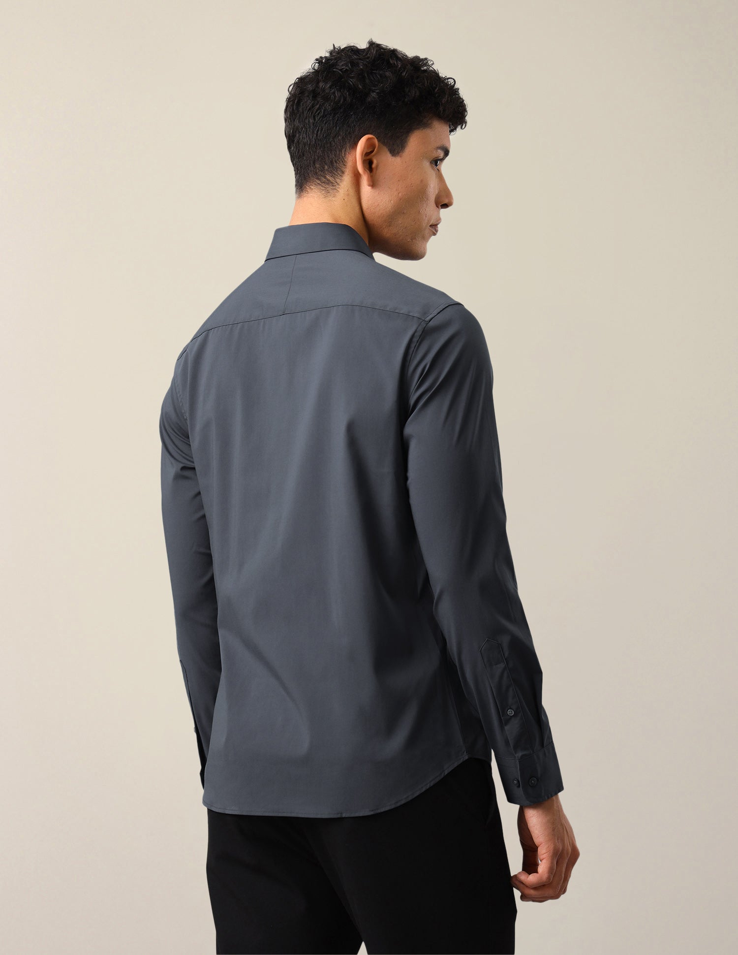 Solid Tailored Fit Shirt Dark Grey - U.S. Polo Assn. India | Large