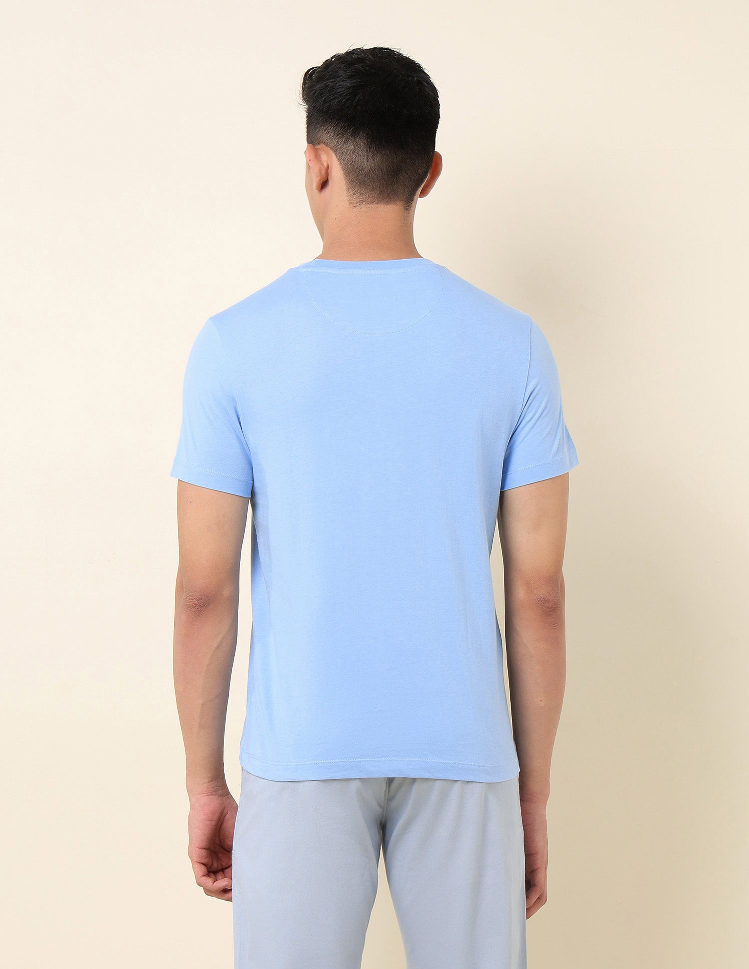 Brand Printed Pure Cotton T-Shirt Light Blue - U.S. POLO ASSN. | Large