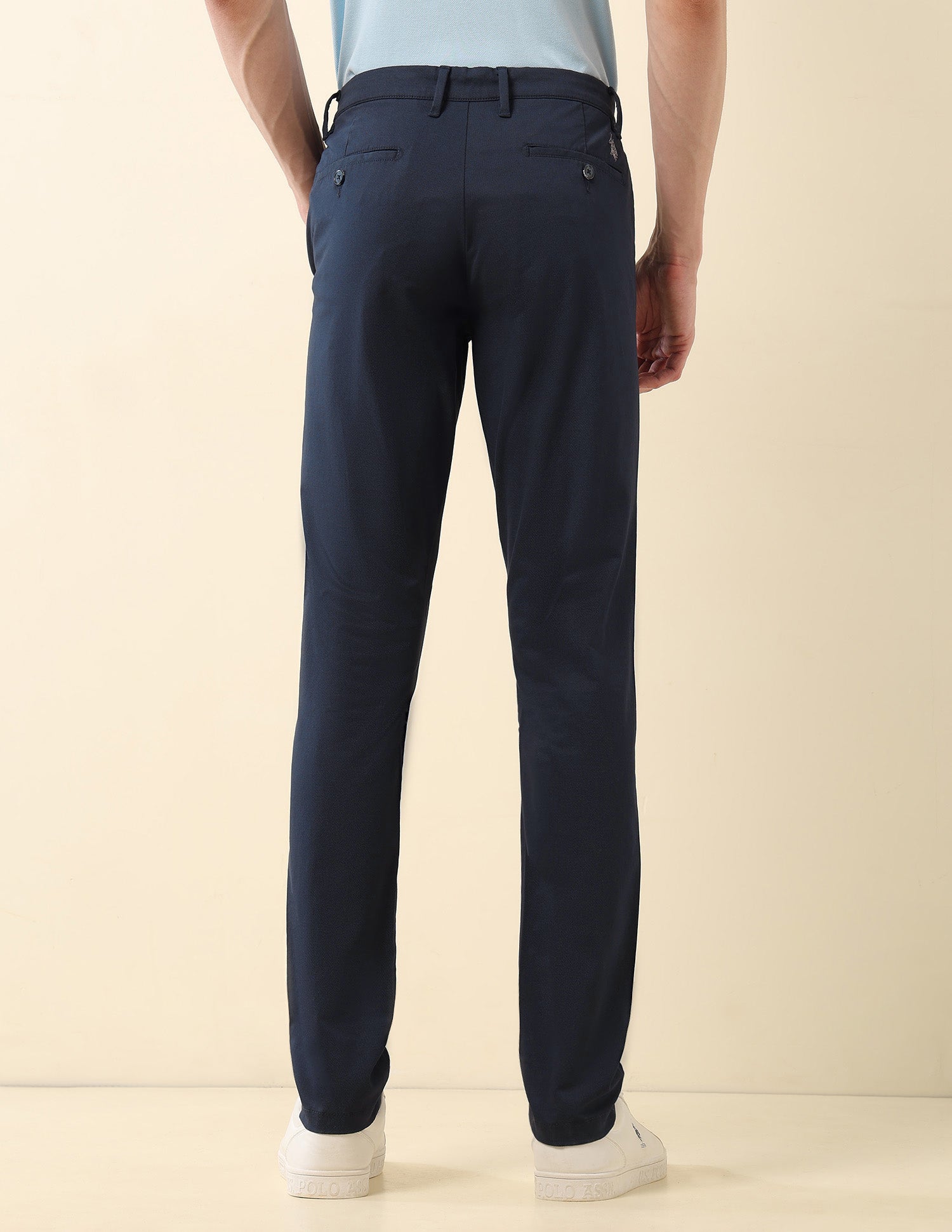 Textured Austin Slim Fit Trousers Navy - U.S. Polo Assn. India | Large