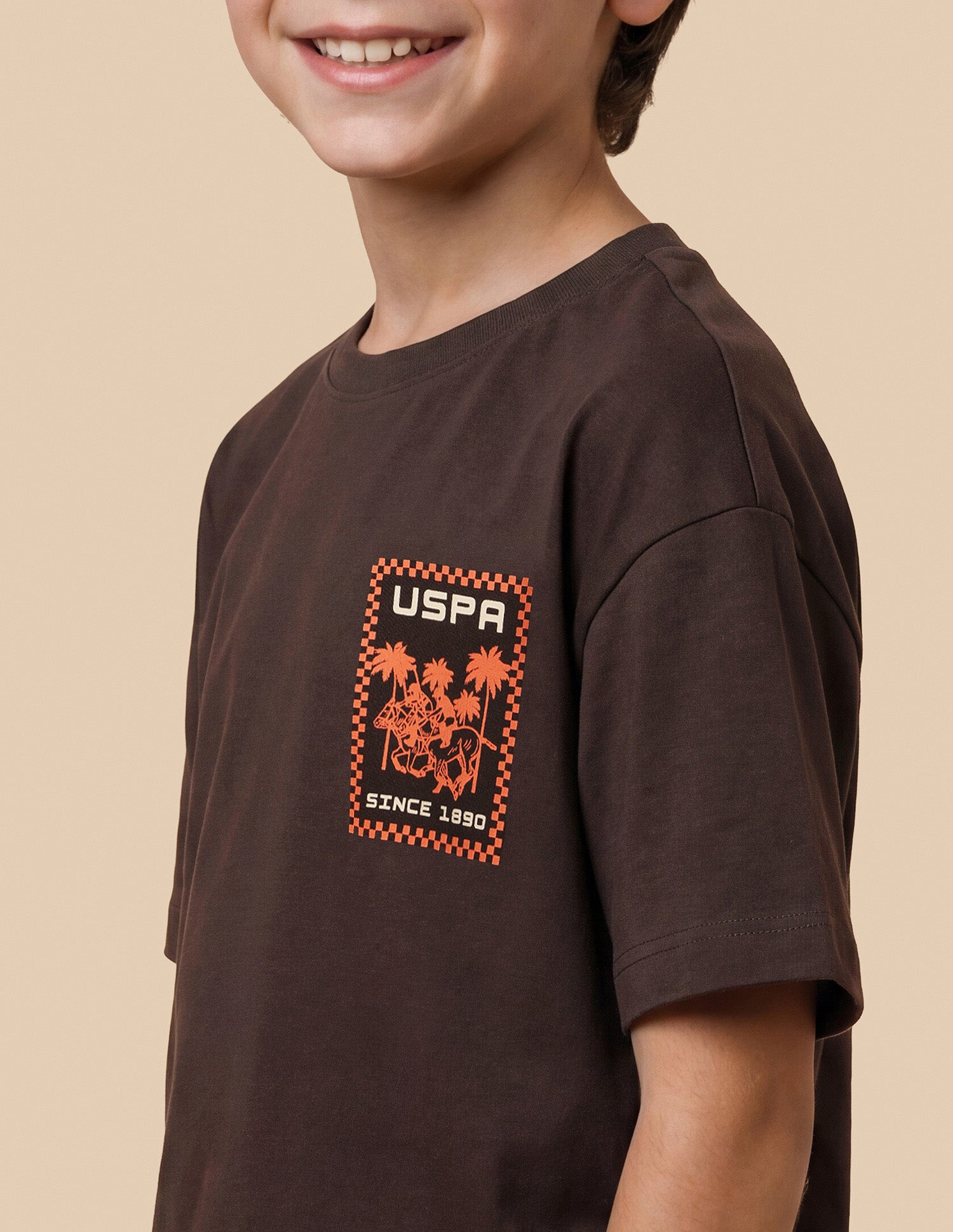 Graphic Brand Printed Oversized Fit T-Shirt Dark Brown - U.S. Polo Assn. India | Large
