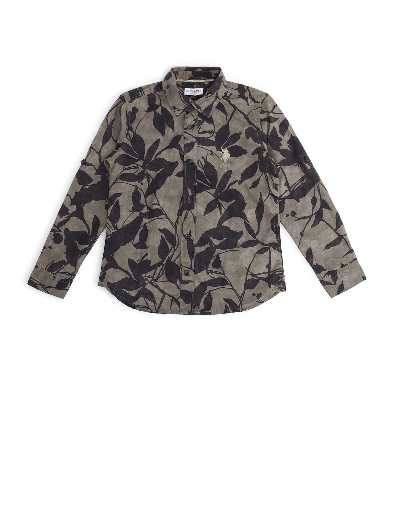 Boys All-Over Printed Regular Fit Shirt Brown - U.S. POLO ASSN. | Large