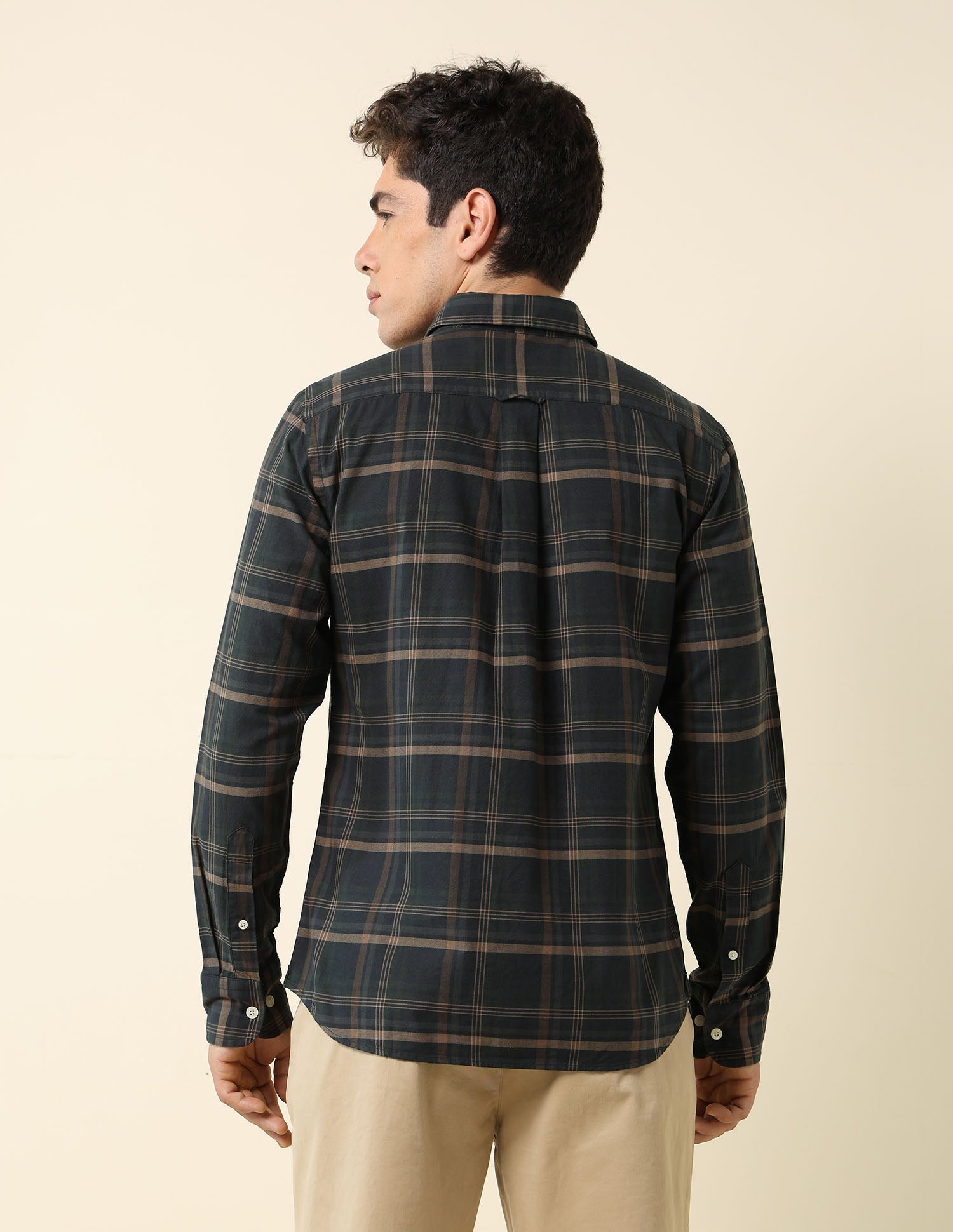 Grid Tattersall Checked Tailored Fit Shirt Ivory - U.S. POLO ASSN. | Large