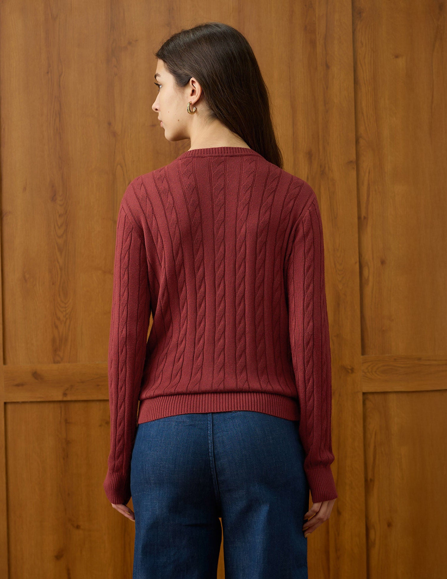 Cable Knit Regular Fit Sweater Red - U.S. POLO ASSN. | Large