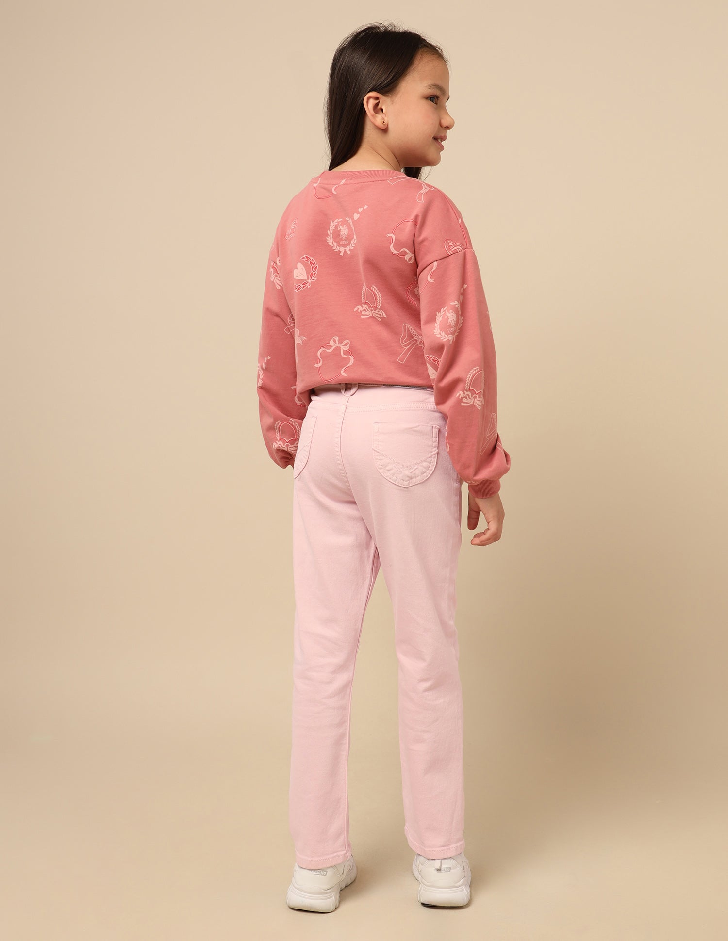 Girls Regular Fit Mid Rise Jeans Pink - U.S. POLO ASSN. | Large