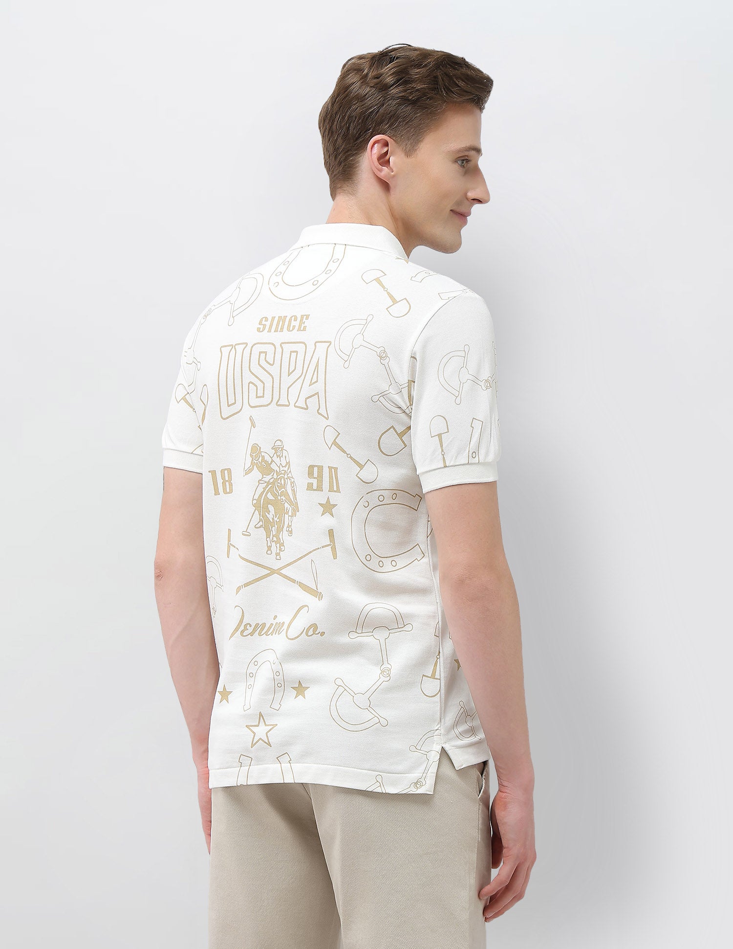 Graphic Motel On The Coast Polo Shirt Ivory - U.S. Polo Assn. India | Large