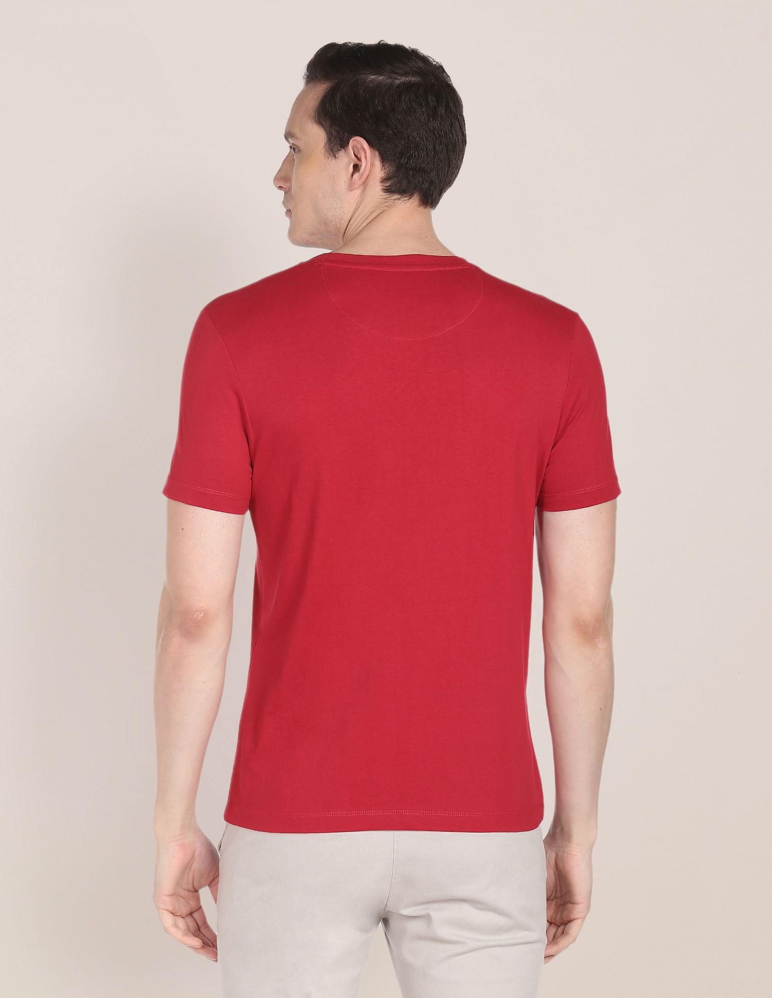 Crew Neck Brand Print Cotton T-Shirt Red - U.S. POLO ASSN. | Large