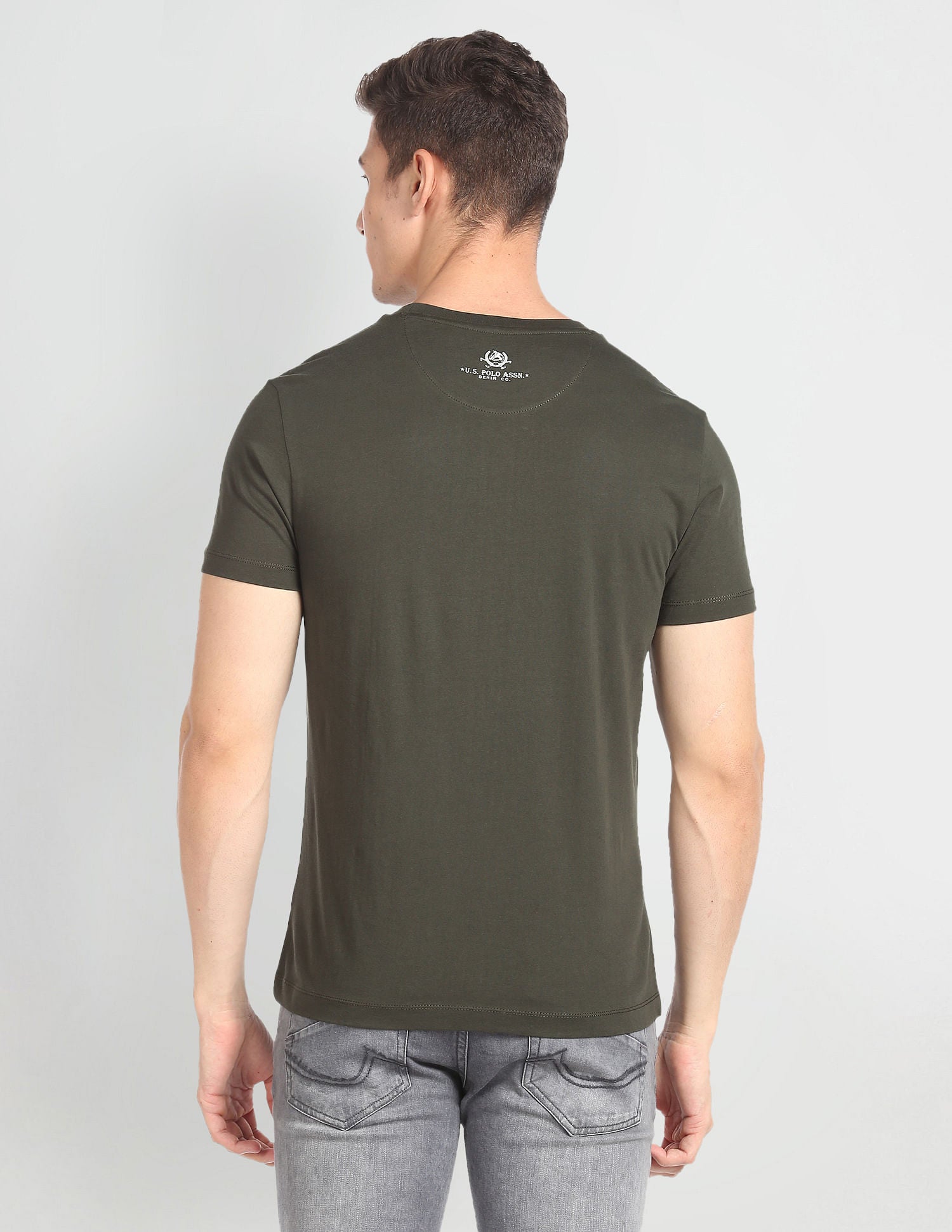 Brand Print Crew Neck T-Shirt Olive - U.S. POLO ASSN. | Large