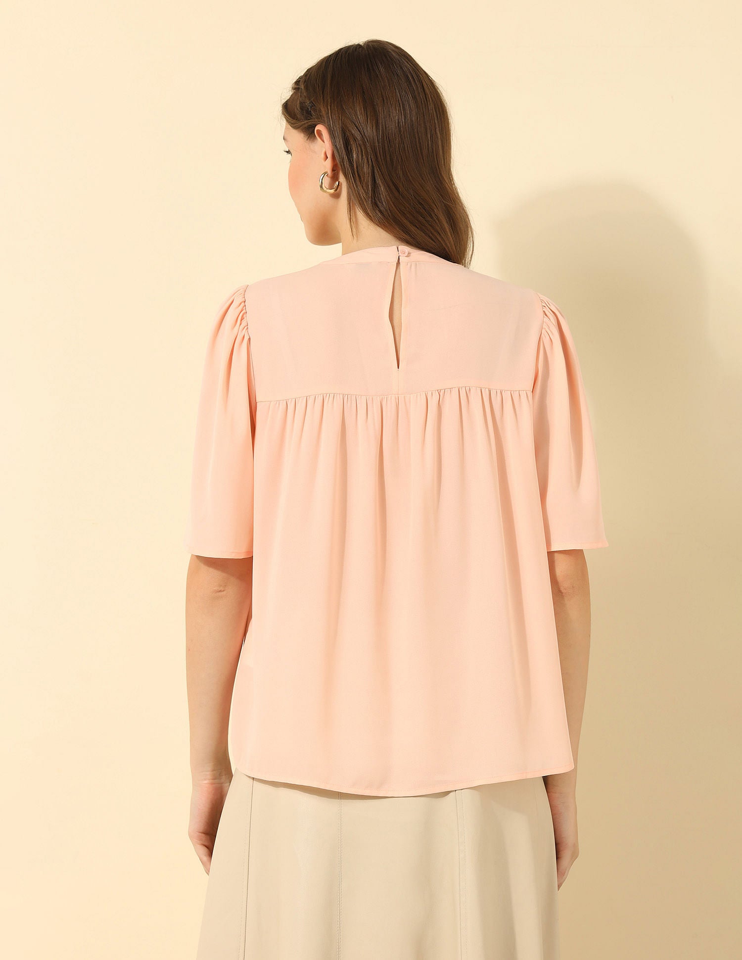 Yoke Embroidered Top Beige - U.S. POLO ASSN. | Large