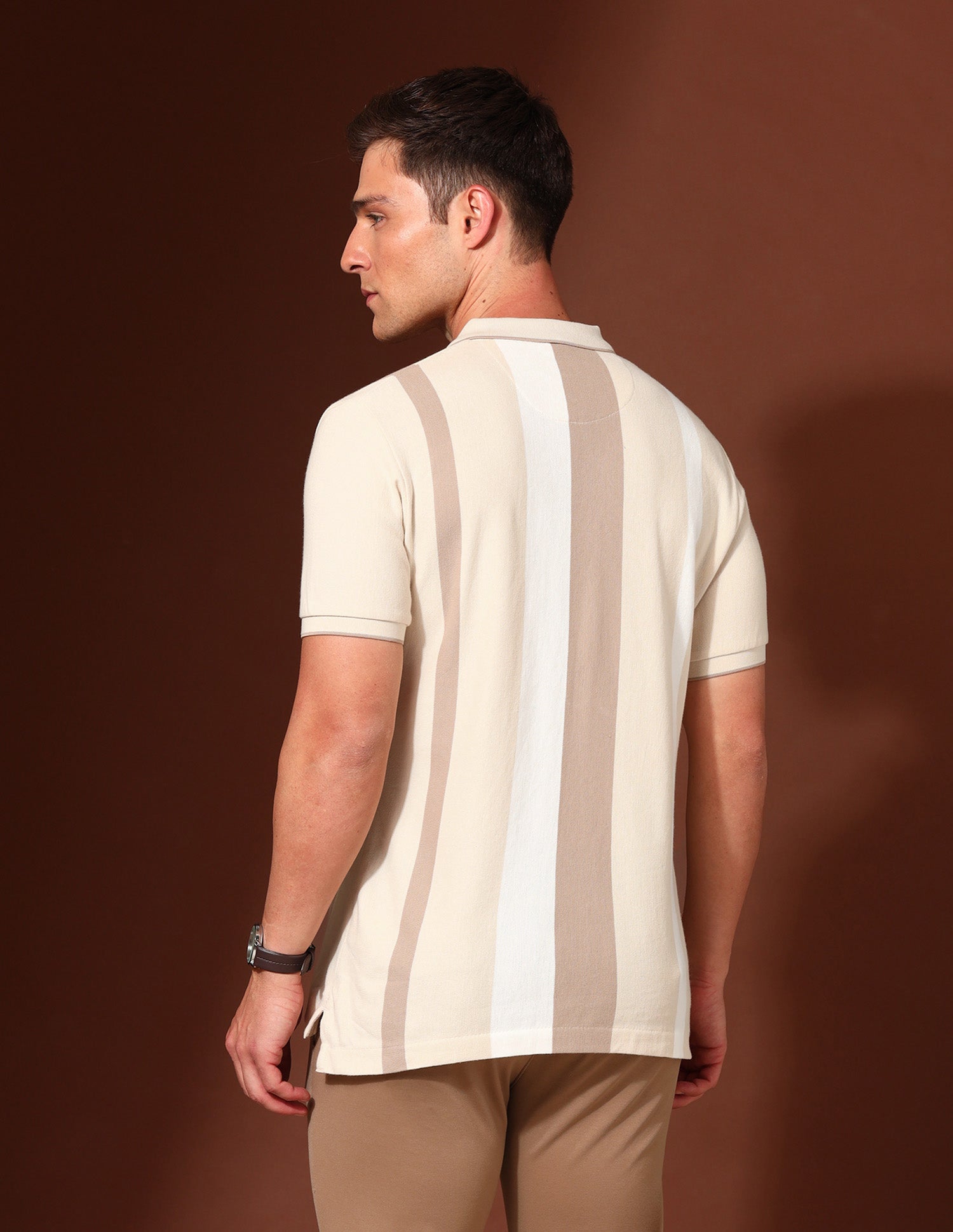 Vertical Striped Working Holiday Polo Shirt Beige - U.S. Polo Assn. India | Large