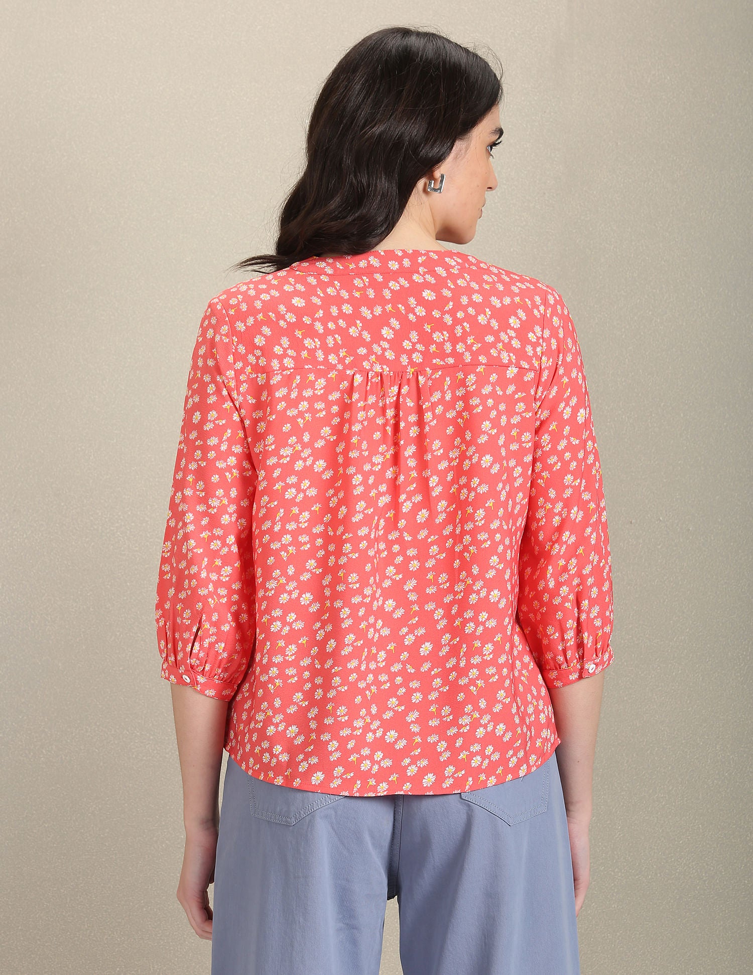 V-Neck Floral Top CORAL - U.S. Polo Assn. India | Large