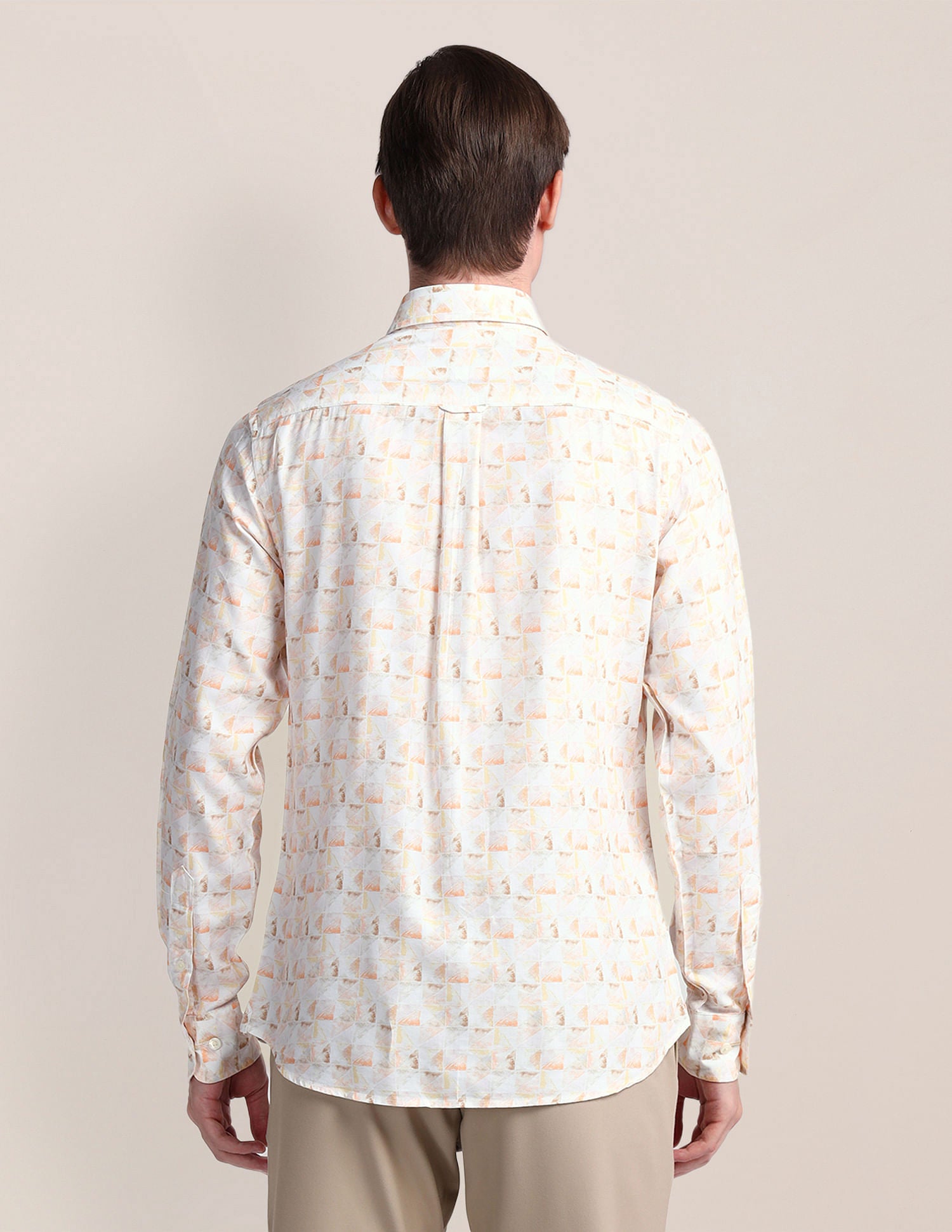 Tailored Fit Abstract Shirt Cream - U.S. Polo Assn. India | Large