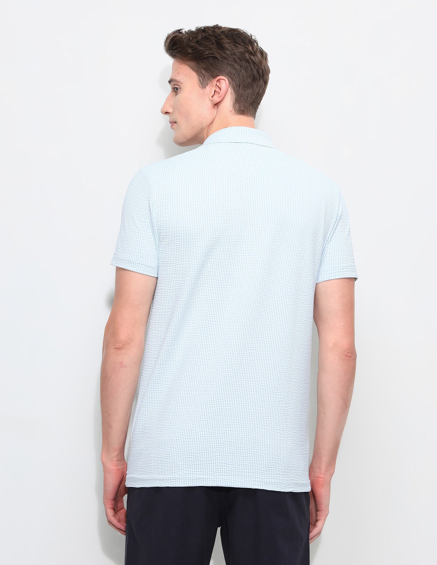 Textured White Harbour Polo Shirt Light Blue - U.S. Polo Assn. India | Large