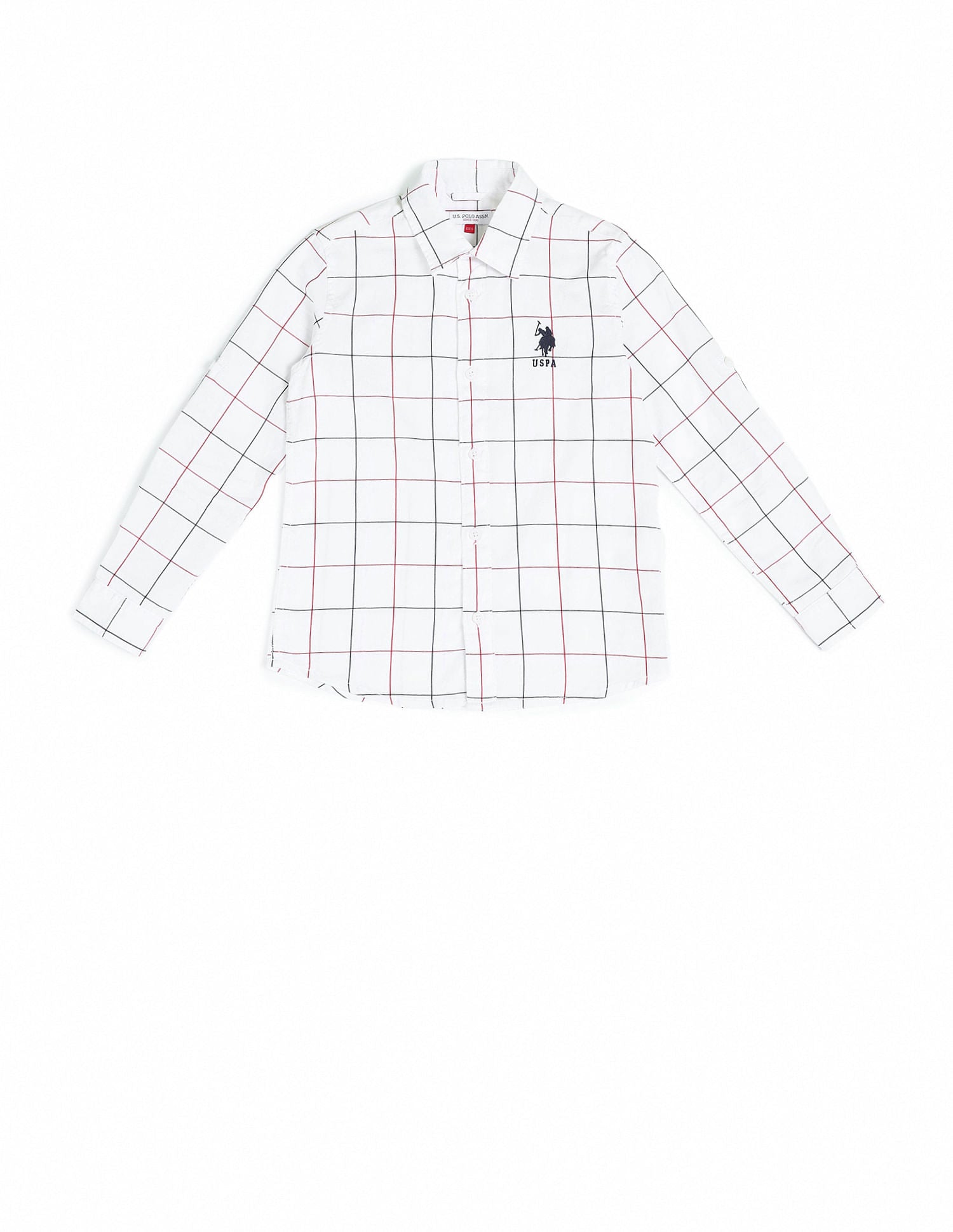 Dobby Regular Fit Checked Shirt White - U.S. POLO ASSN. | Large