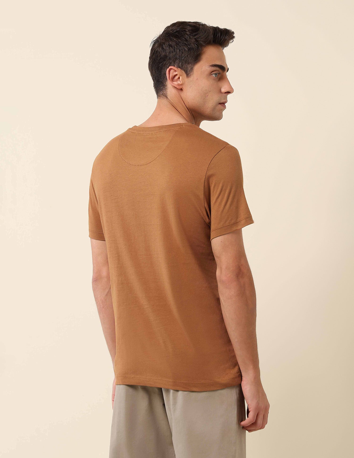 Slim Fit Brand Embossed T- Shirt Brown - U.S. Polo Assn. India | Large