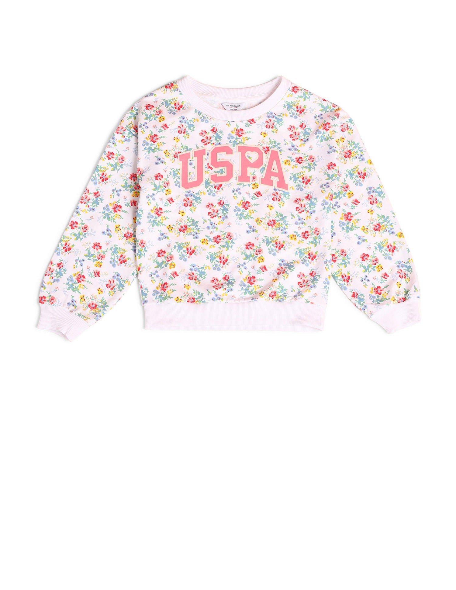 Girls All Over Printed Sweatshirt Off White - U.S. POLO ASSN. | Large