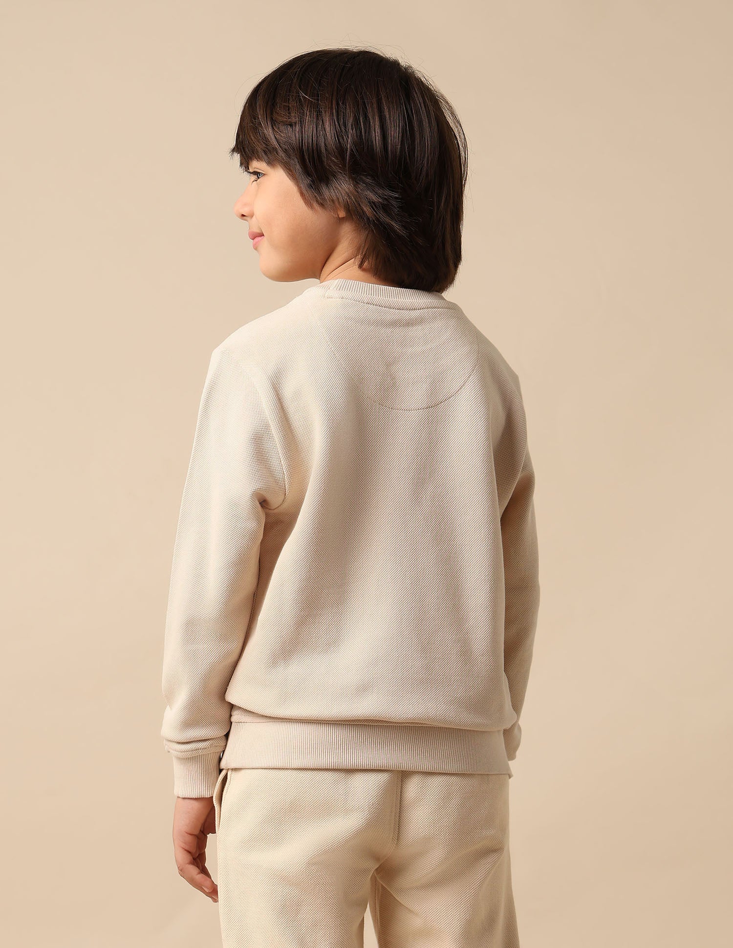 Boys Solid Regular Fit Sweatshirt Beige - U.S. POLO ASSN. | Large