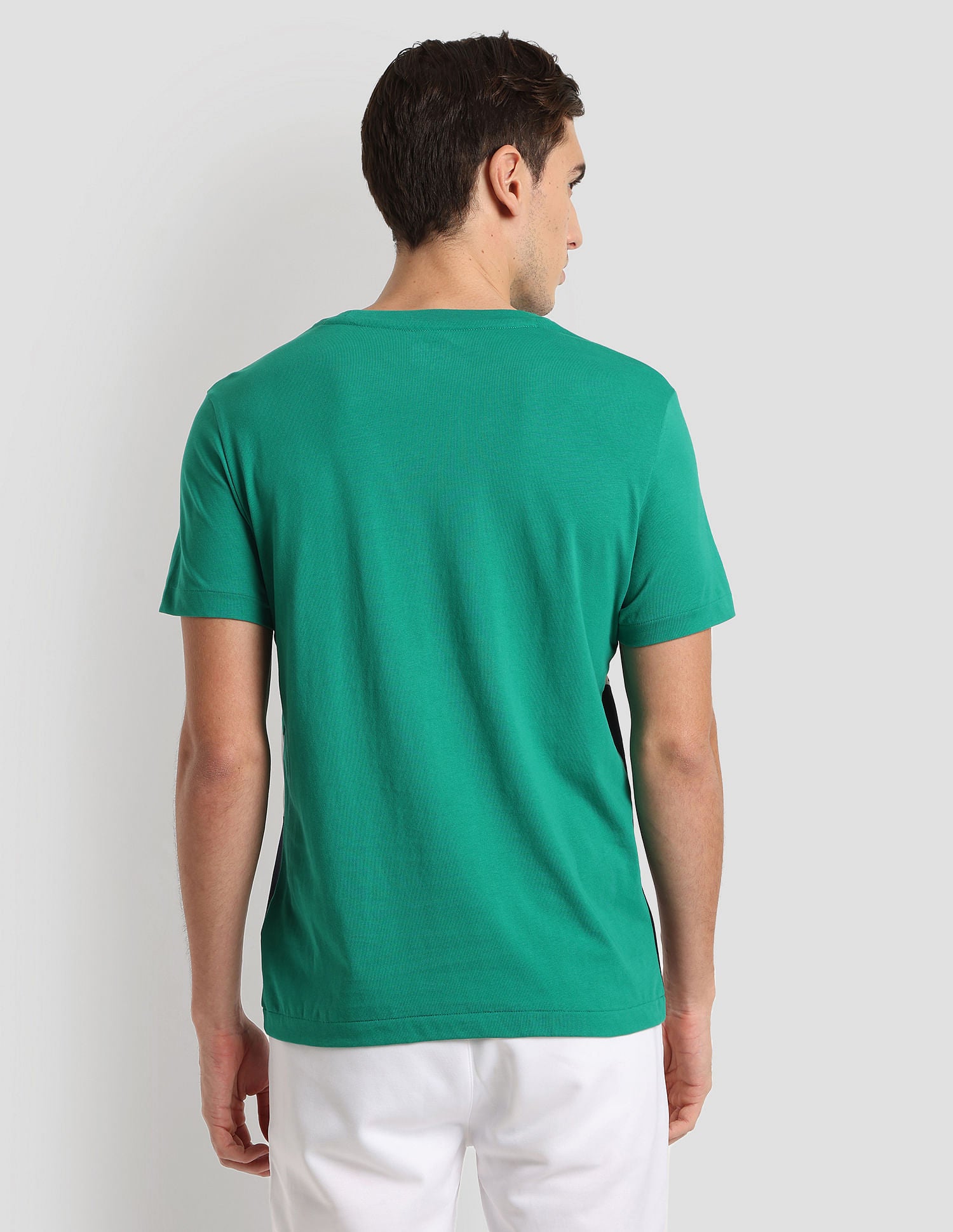 Diagonal Colour Block Active T-Shirt Green - U.S. Polo Assn. India | Large