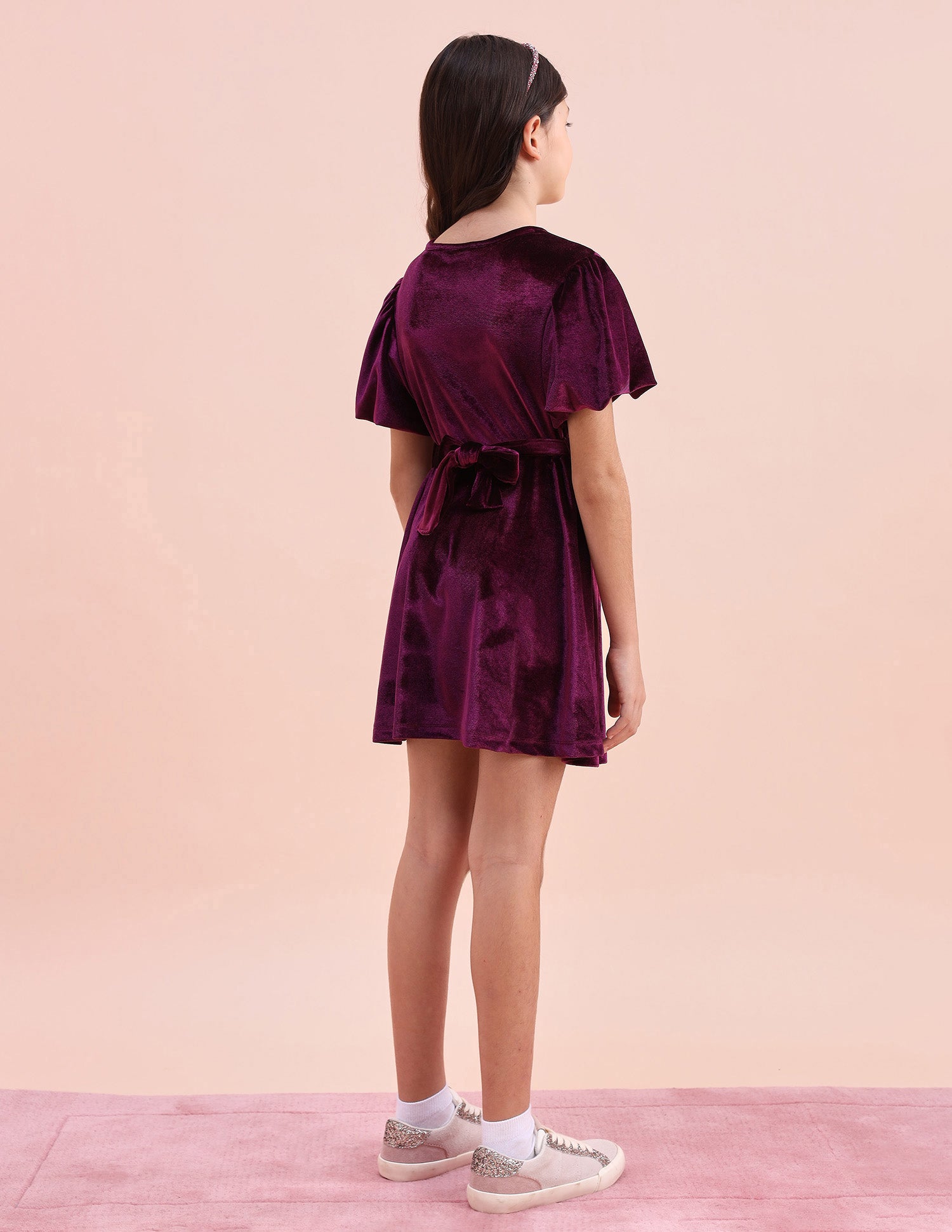 Girls Solid Fit & Flare Dress Maroon - U.S. POLO ASSN. | Large