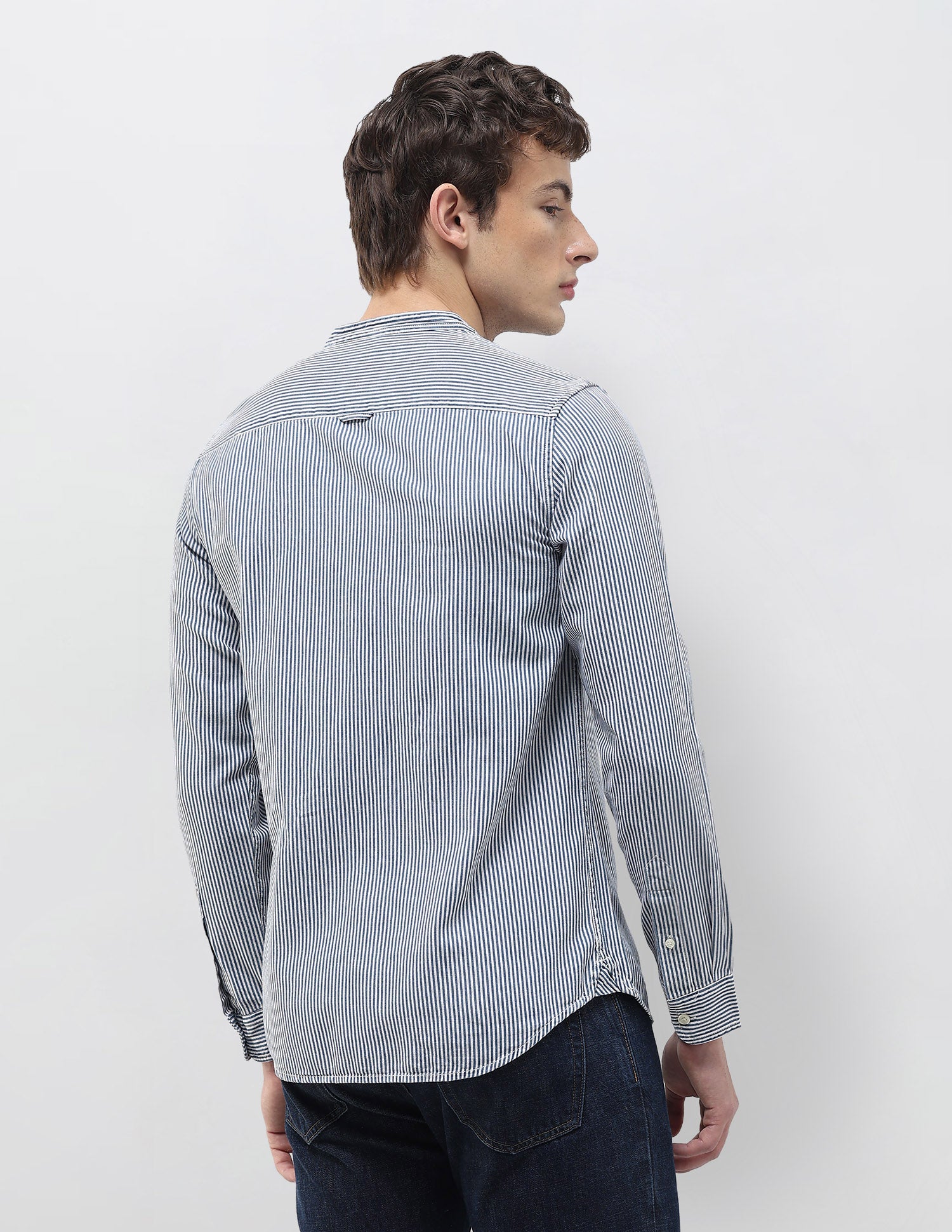 Vertical Striped Regular Fit Shirt Dark Indigo - U.S. Polo Assn. India | Large