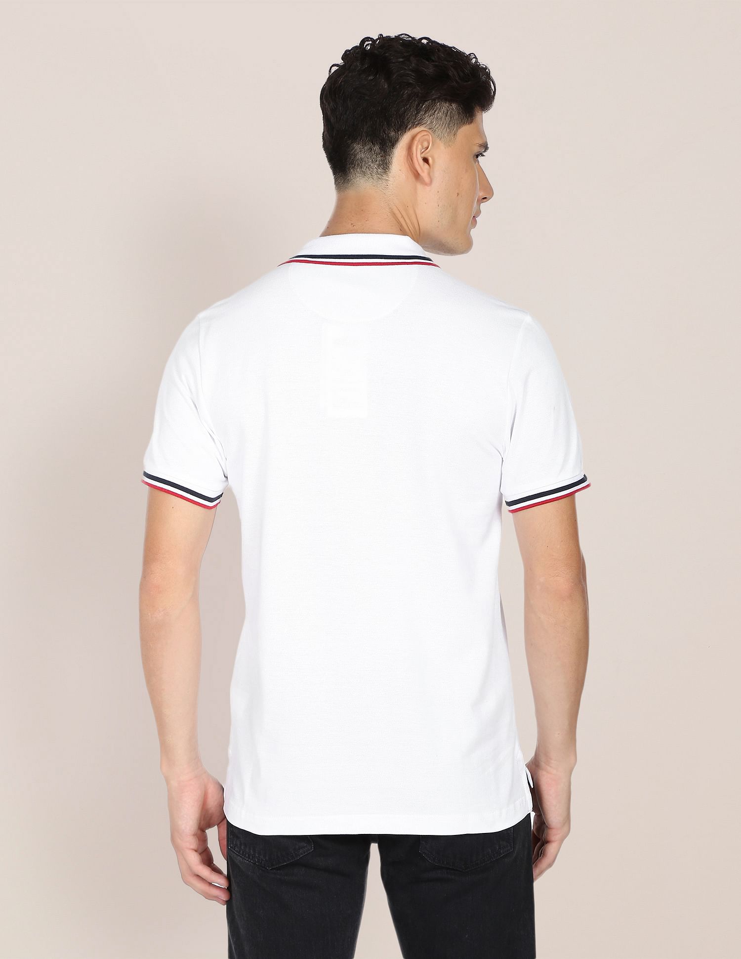 Men White Tipped Cotton Polo Shirt White - U.S. POLO ASSN. | Large