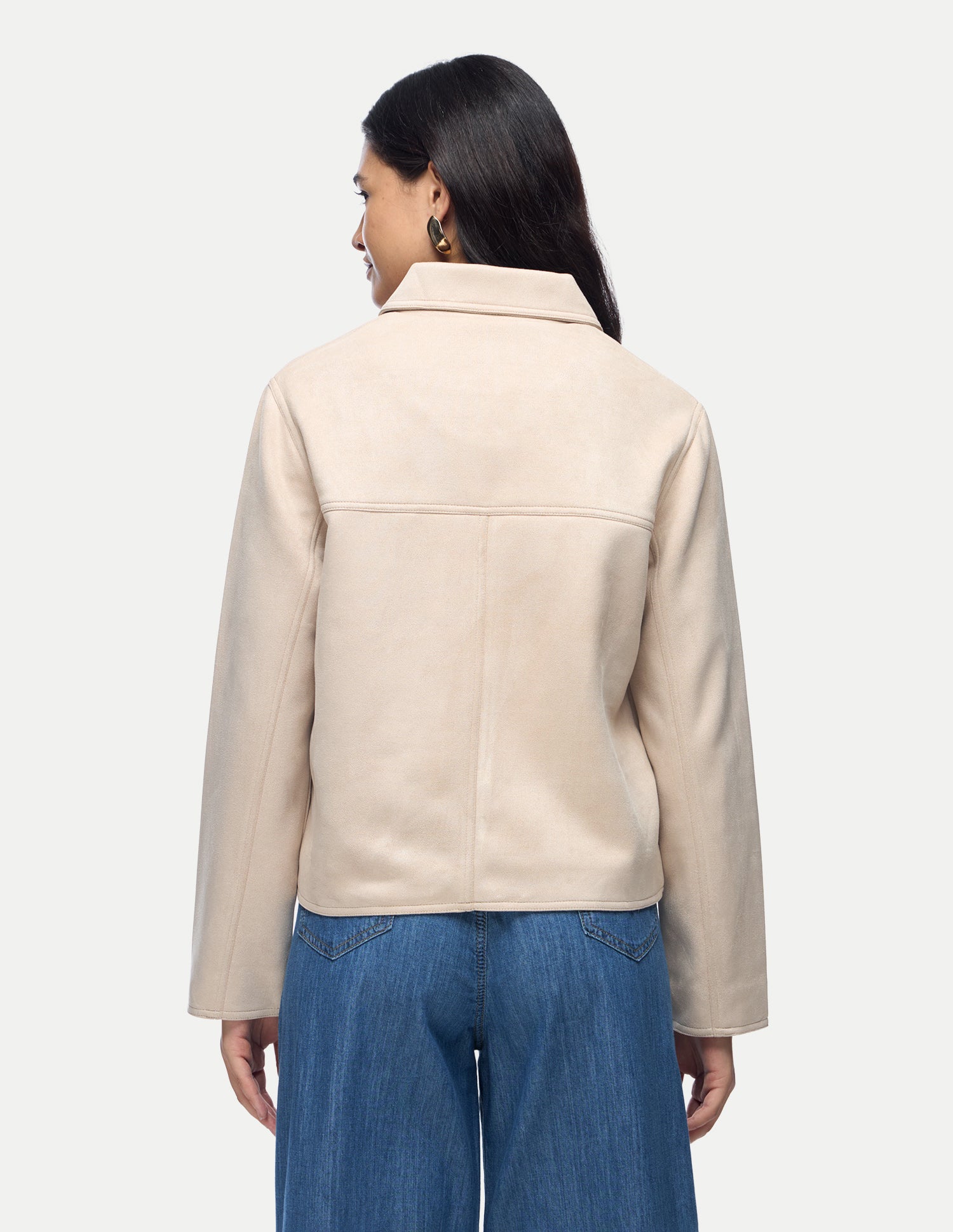 Solid Suede Jacket Ecru - U.S. Polo Assn. India | Large