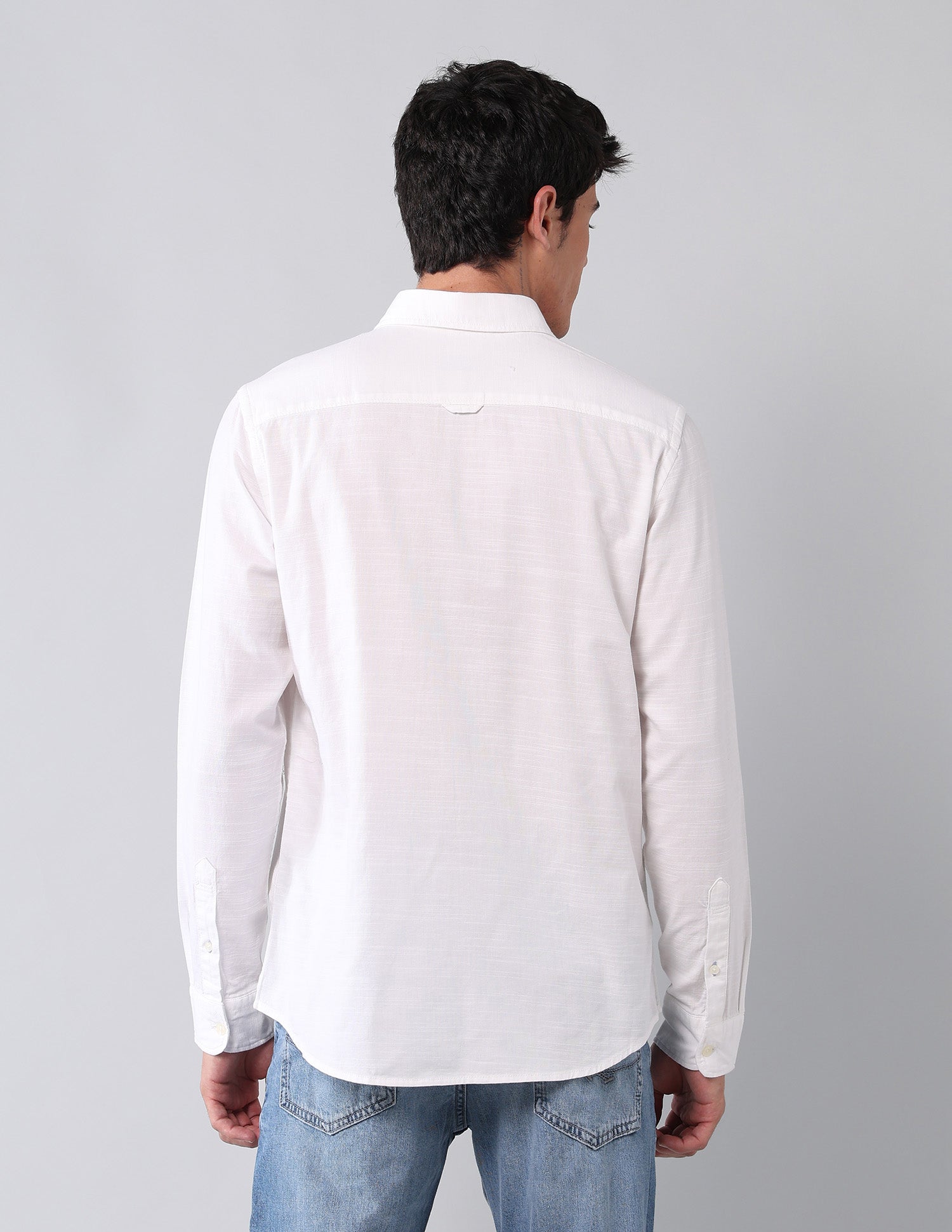 Pure Cotton Regular Fit Dobby Shirt White - U.S. Polo Assn. India | Large