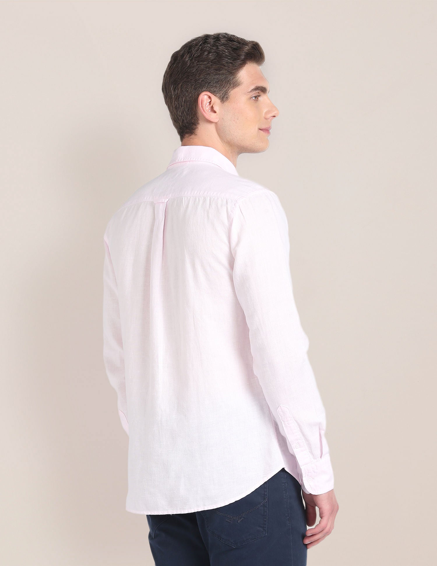 Linen Tailored Fit Shirt Pink - U.S. POLO ASSN. | Large