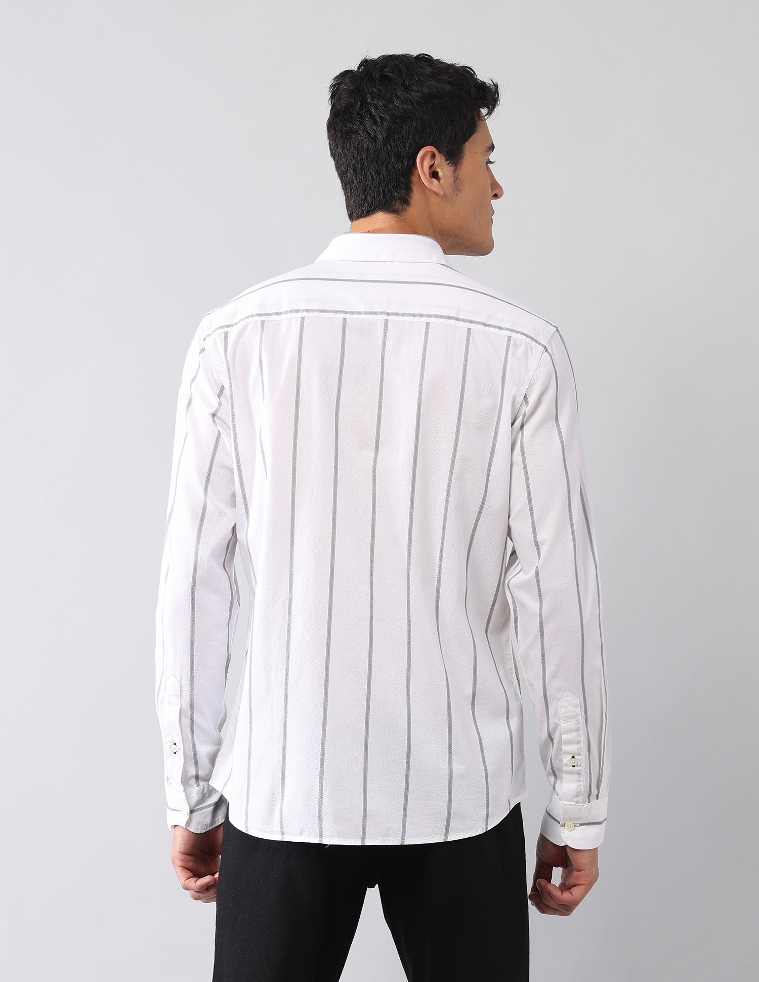 Vertical Striped Dobby Regular Fit Shirt White - U.S. Polo Assn. India | Large